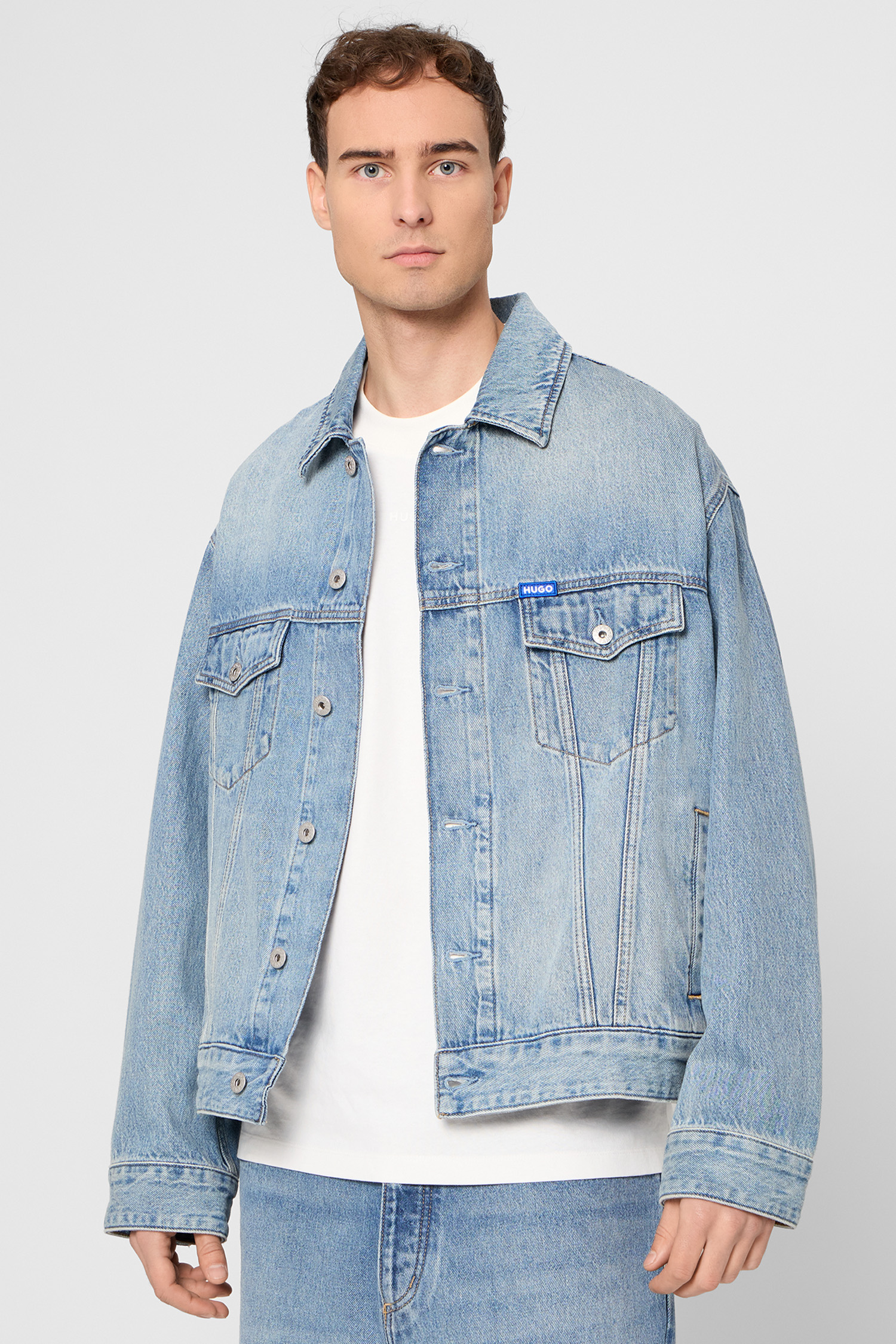 Мужская голубая джинсовая куртка HUGO BLUE 50542673;443