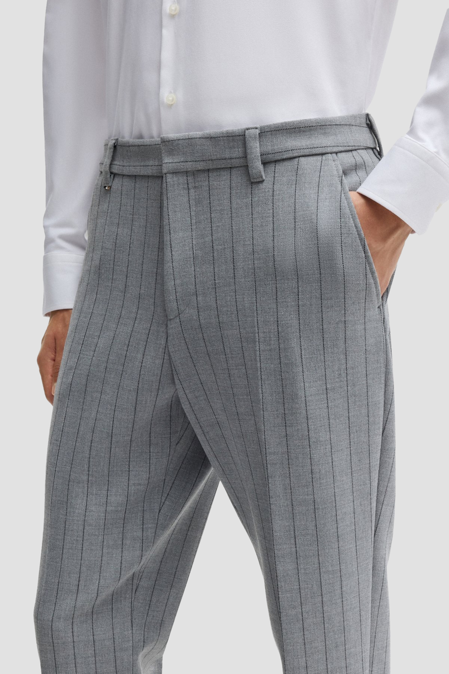 Мужские серые брюки в полоску BOSS 50534997;030