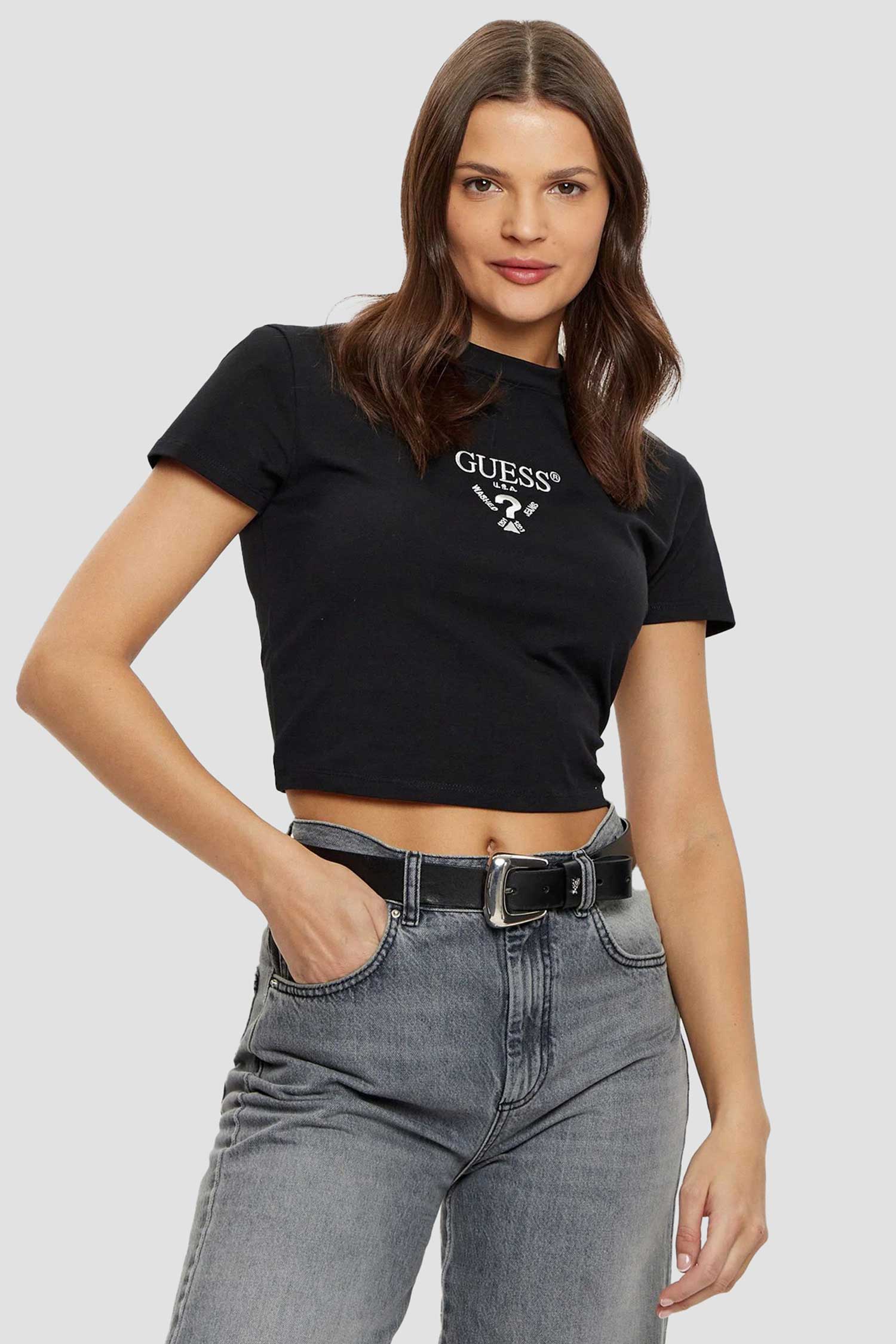 Женская черная футболка Guess V4YI20.KCDH1;JBLK