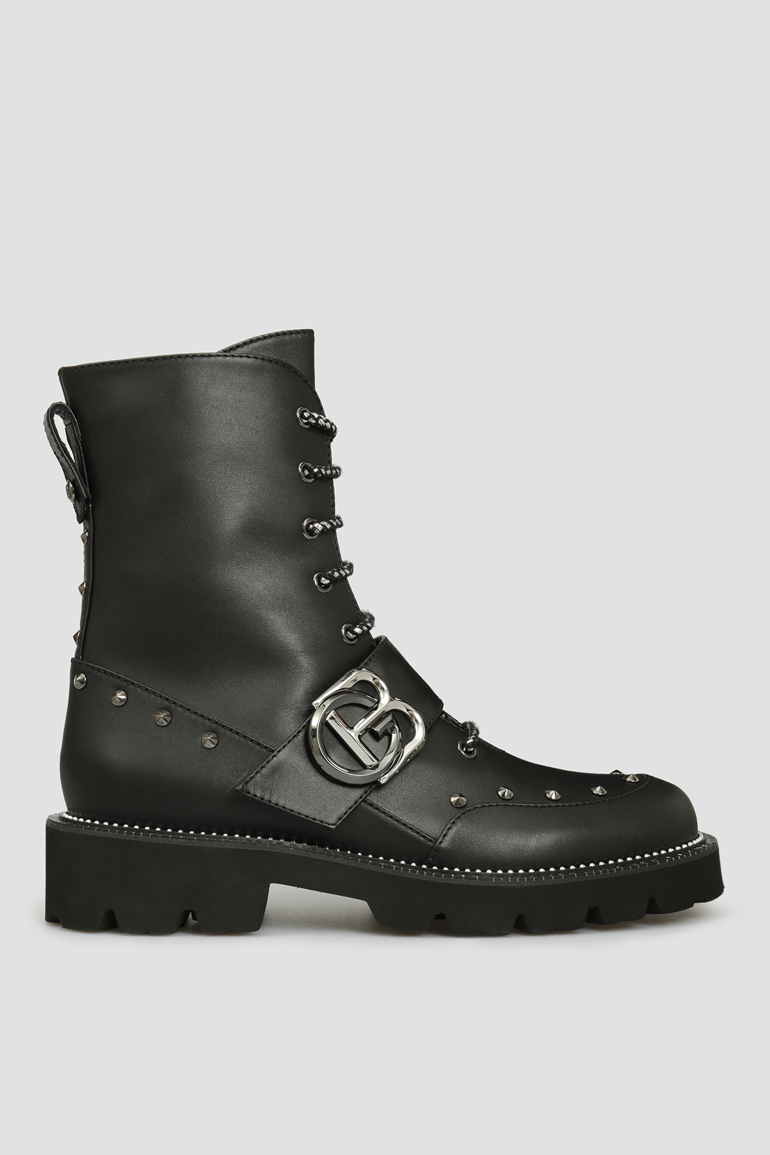 Женские черные кожаные ботинки Baldinini 103117;00