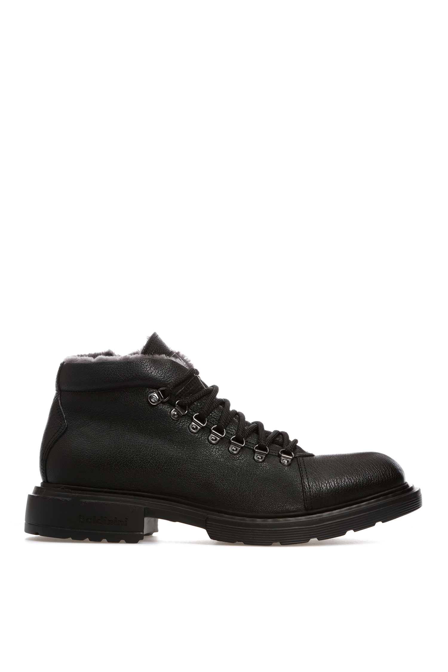 Мужские черные кожаные ботинки с мехом Baldinini 047143;00