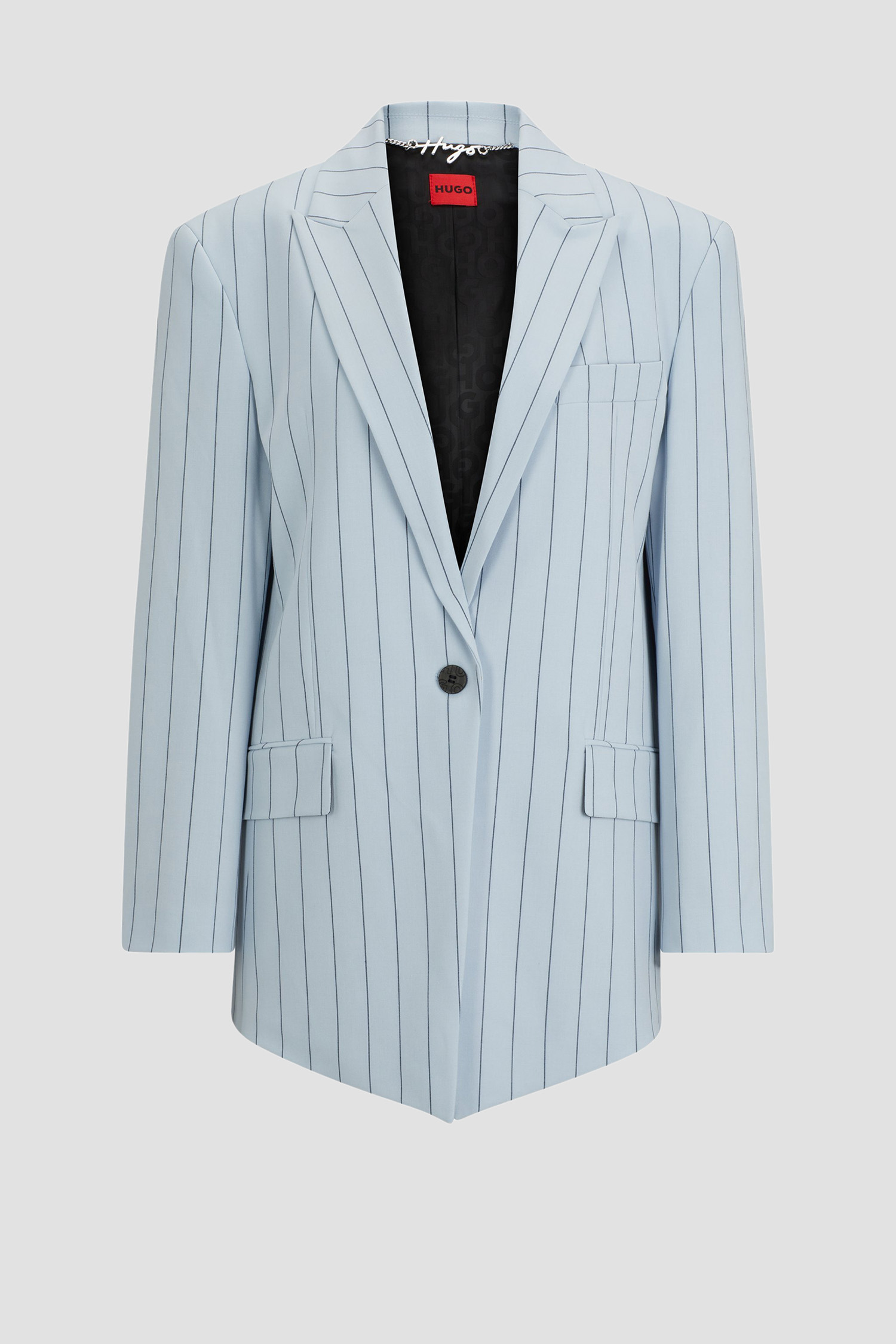 Жіночий блакитний жакет у смужку HUGO 50510441;989