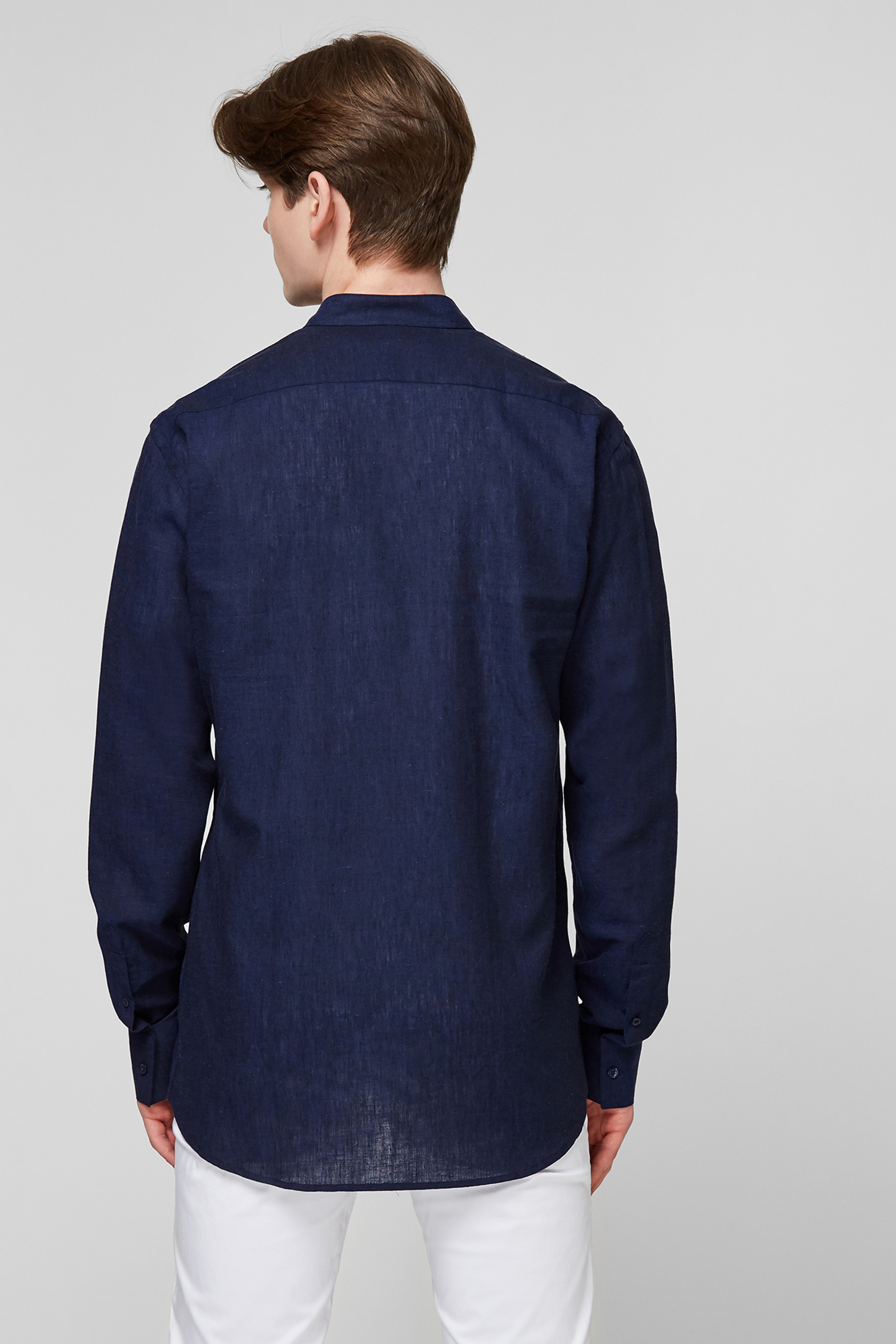 Темно-синяя льняная рубашка для парней Karl Lagerfeld 511628.605035;690