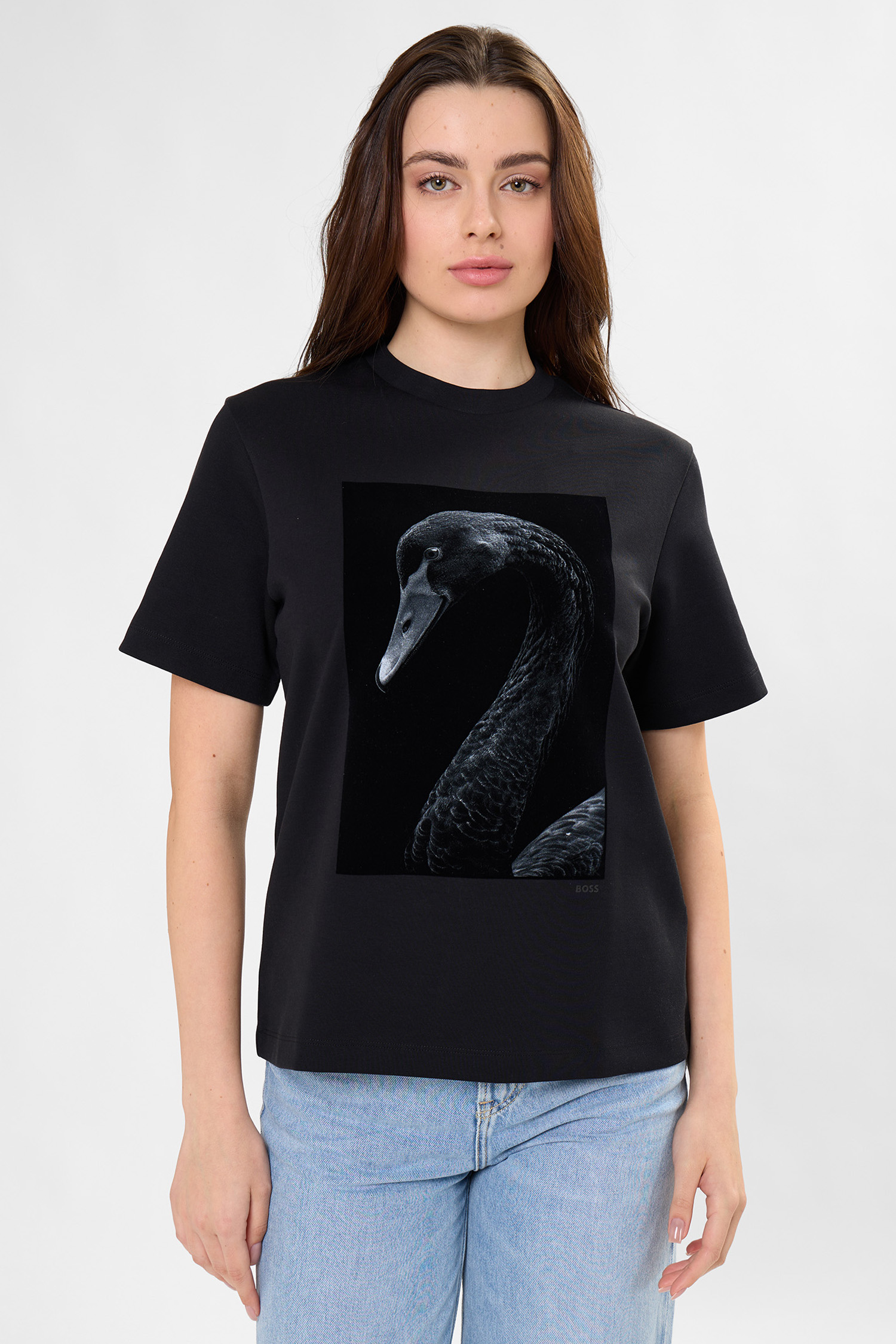 Жіноча чорна футболка BOSS 50563277;001
