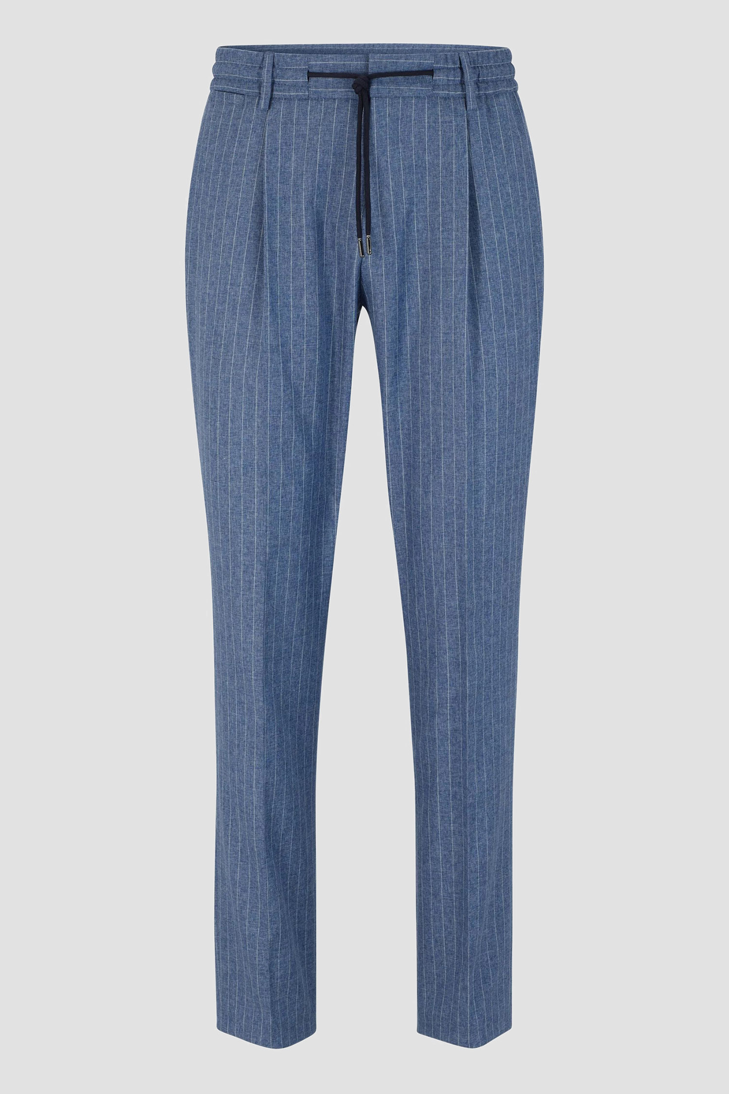 Мужские синие шерстяные брюки в полоску BOSS 50488873;433