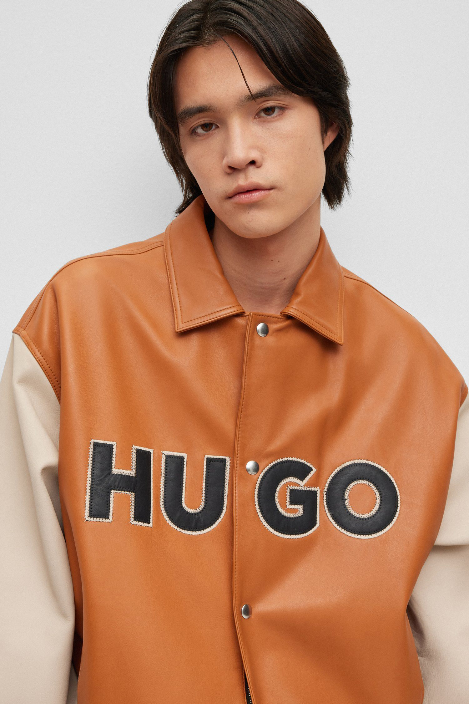 Чоловіча руда шкіряна куртка HUGO 50487280;810