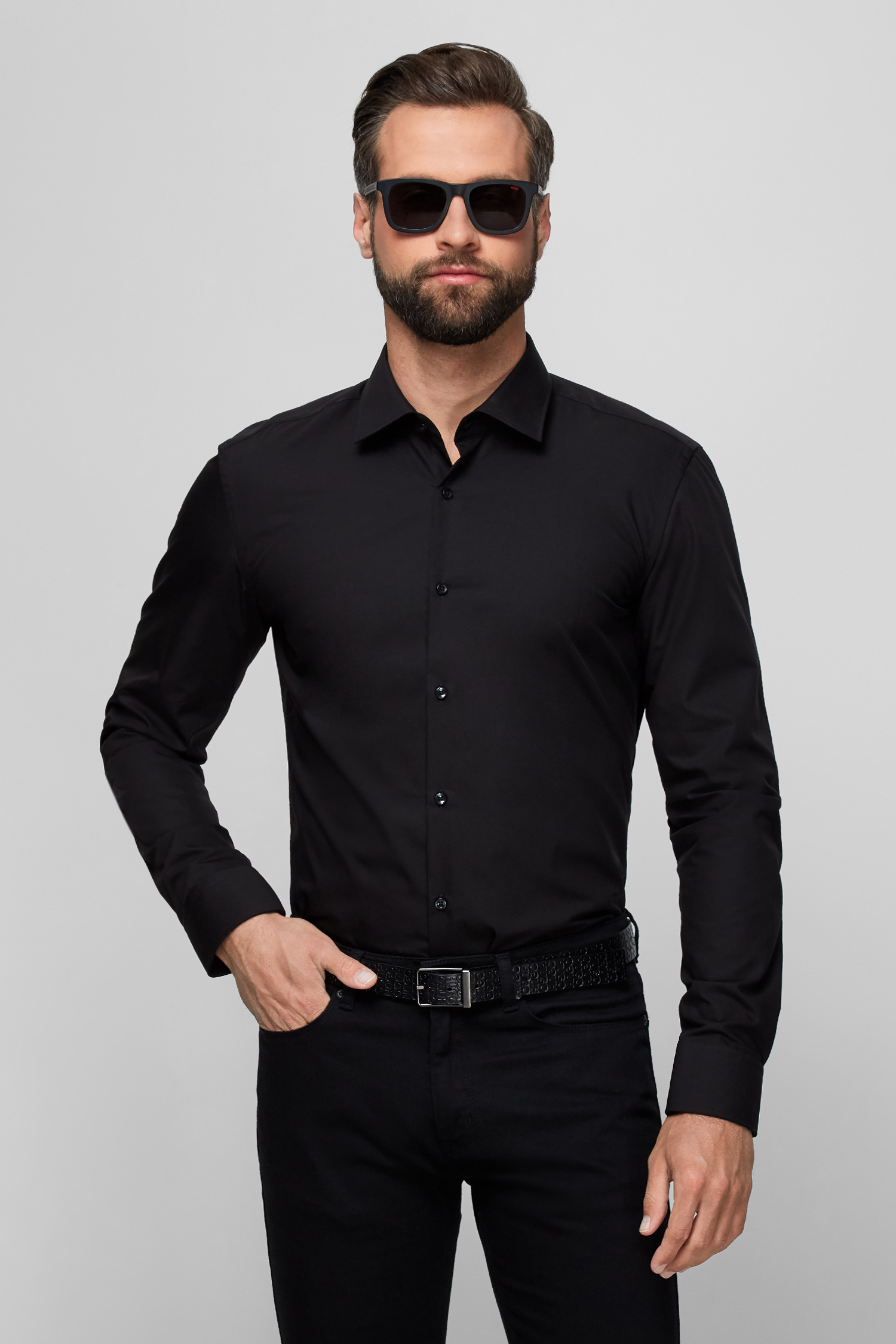 Мужская черная рубашка HUGO 50289499;001