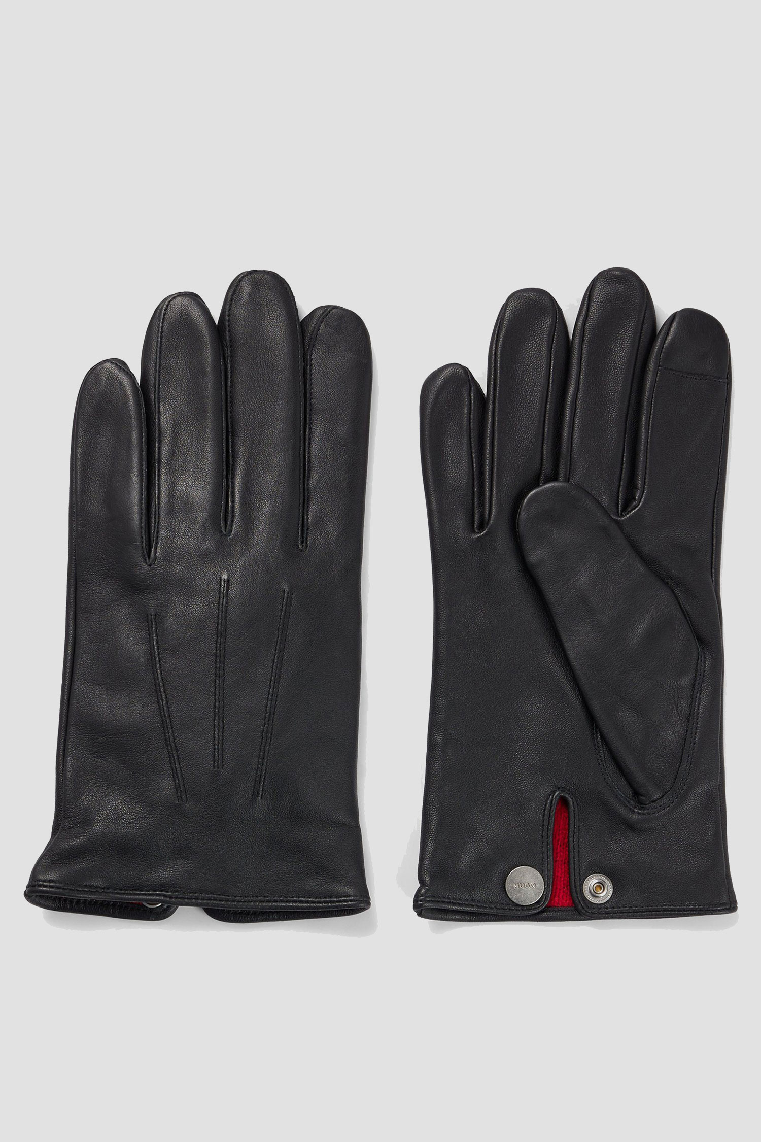 Мужские черные кожаные перчатки HUGO 50497086;001