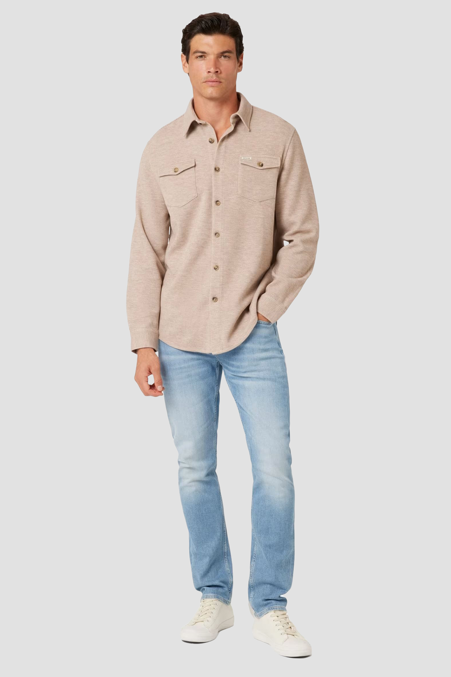 Чоловіча бежева вельветова сорочка Guess M4BH61.WGKE0;H155