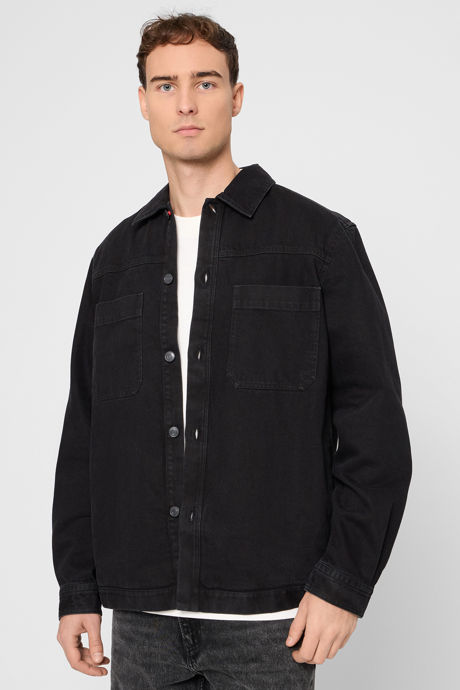 Мужская черная джинсовая рубашка HUGO 50549765;021