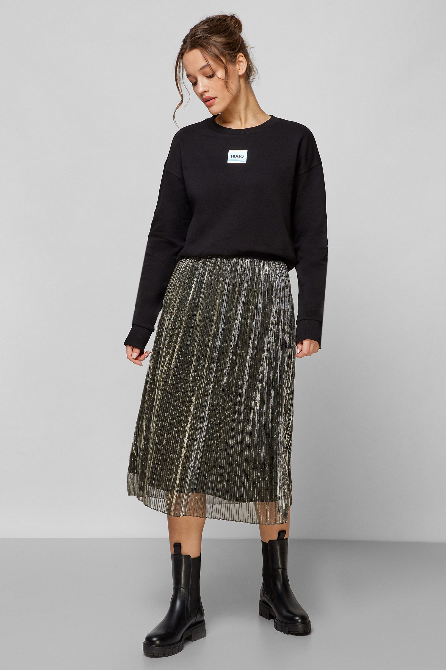 Женская серебристая юбка HUGO 50463799;966