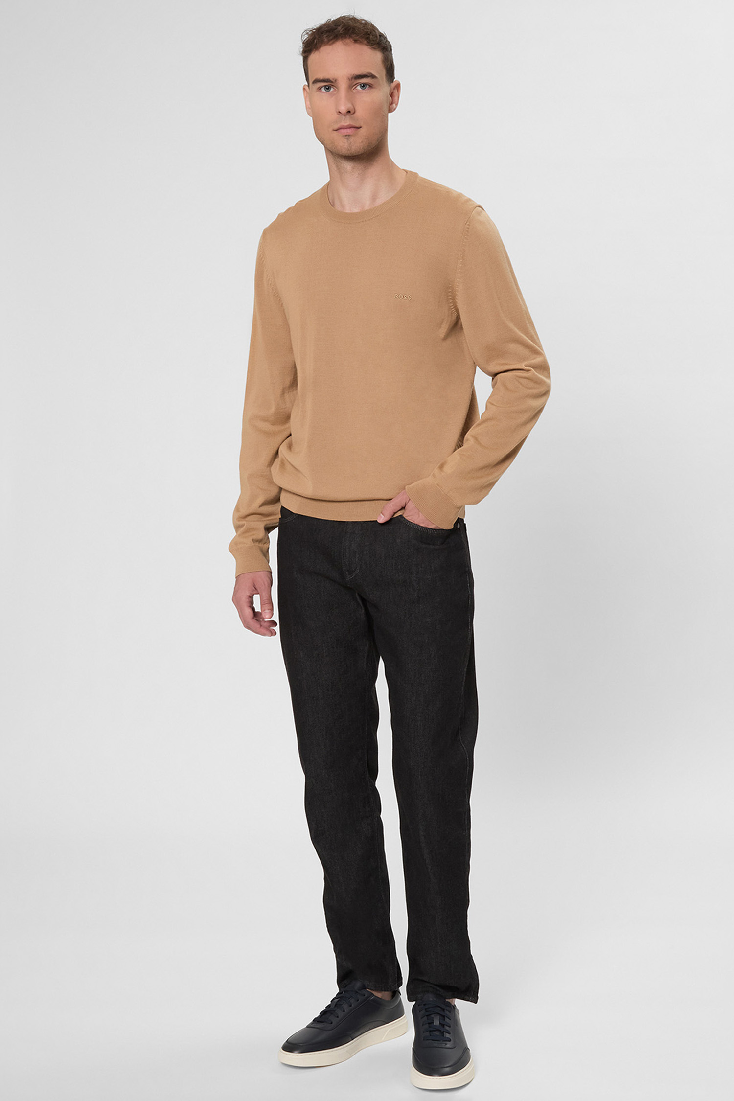 Чоловічий бежевий вовняний джемпер BOSS 50476364;260
