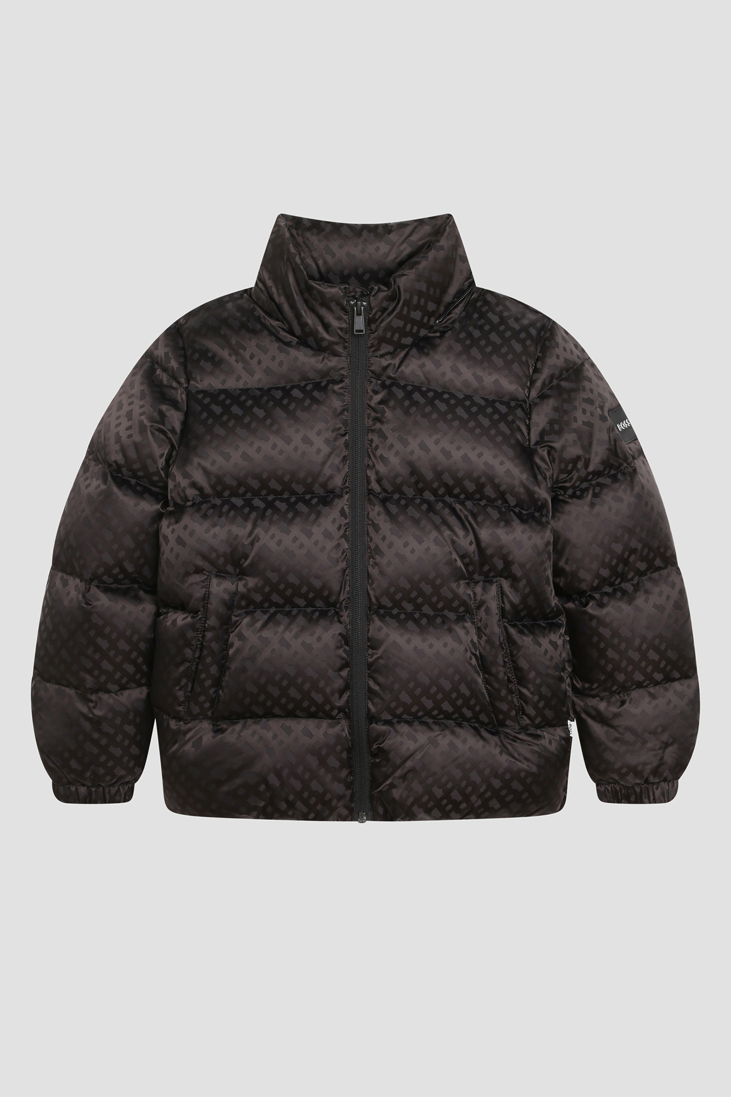 Дитячий чорний пуховик з візерунком BOSS kids J26519;09B