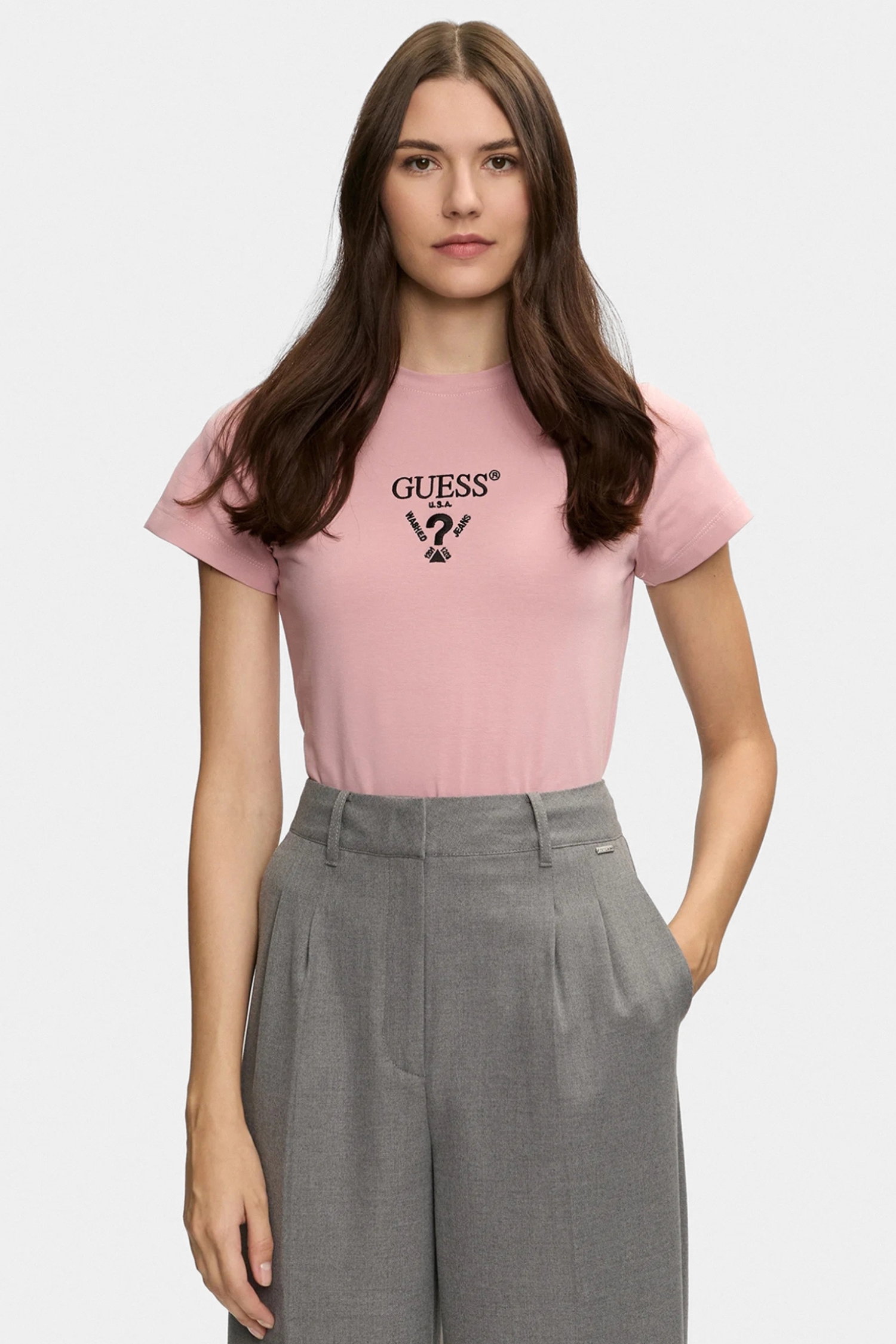 Женская розовая футболка Guess V4YI21.KCDH1;G4L7
