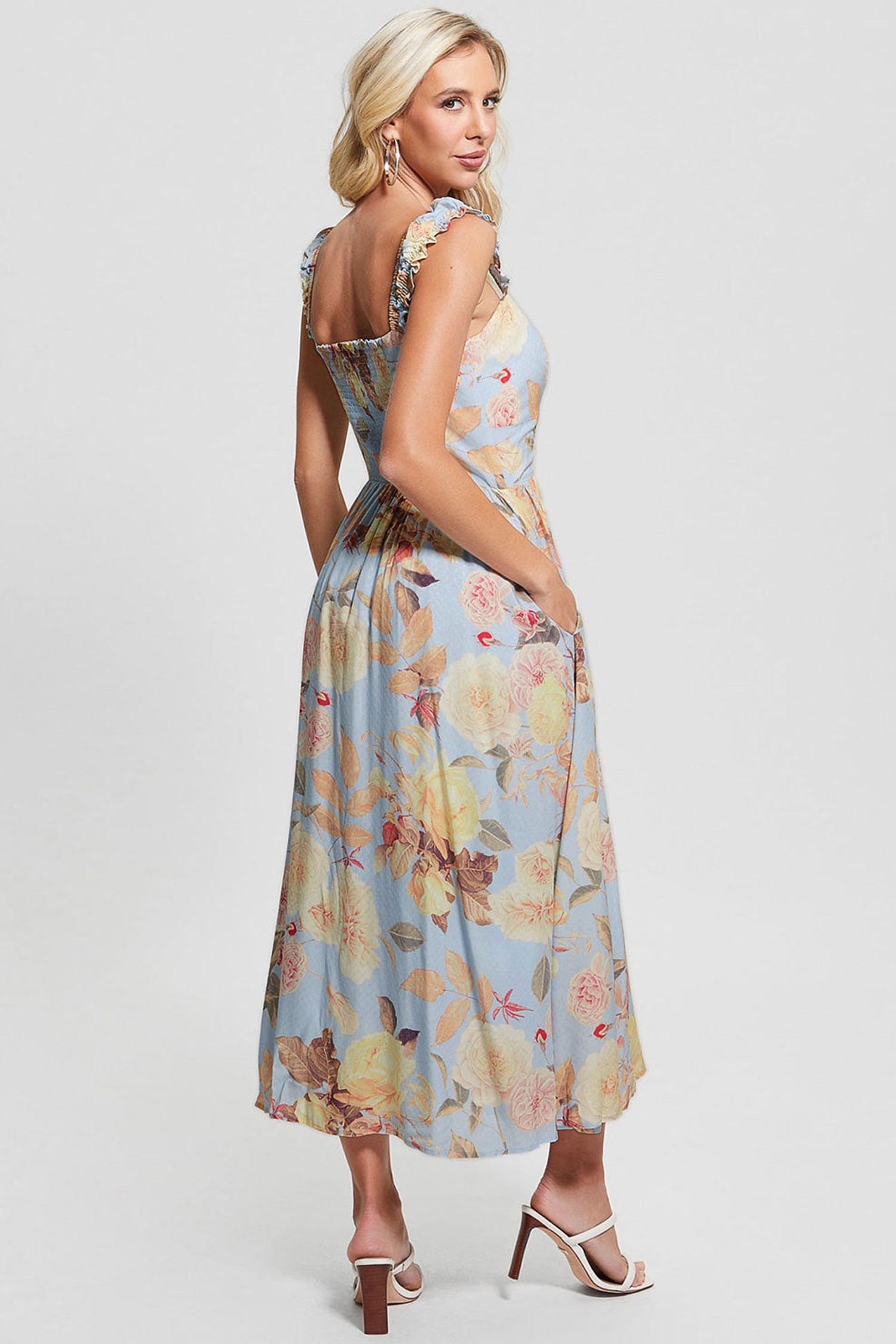 Жіночий блакитний сарафан з візерунком Guess W3GK92.WEKC0;P7FU