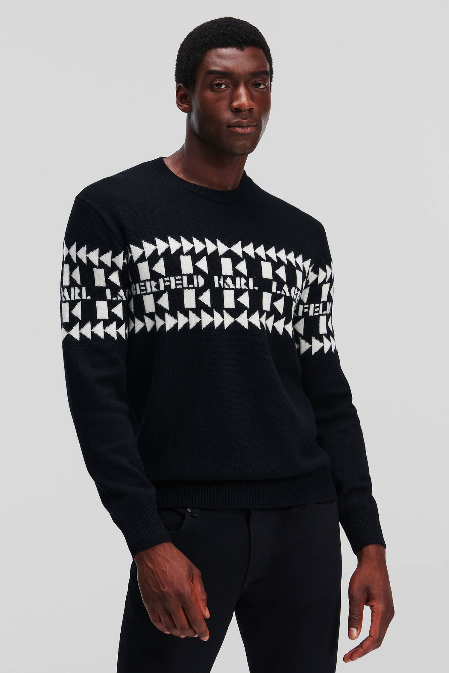 Мужской черный шерстяной свитер Karl Lagerfeld 534399.655022;990