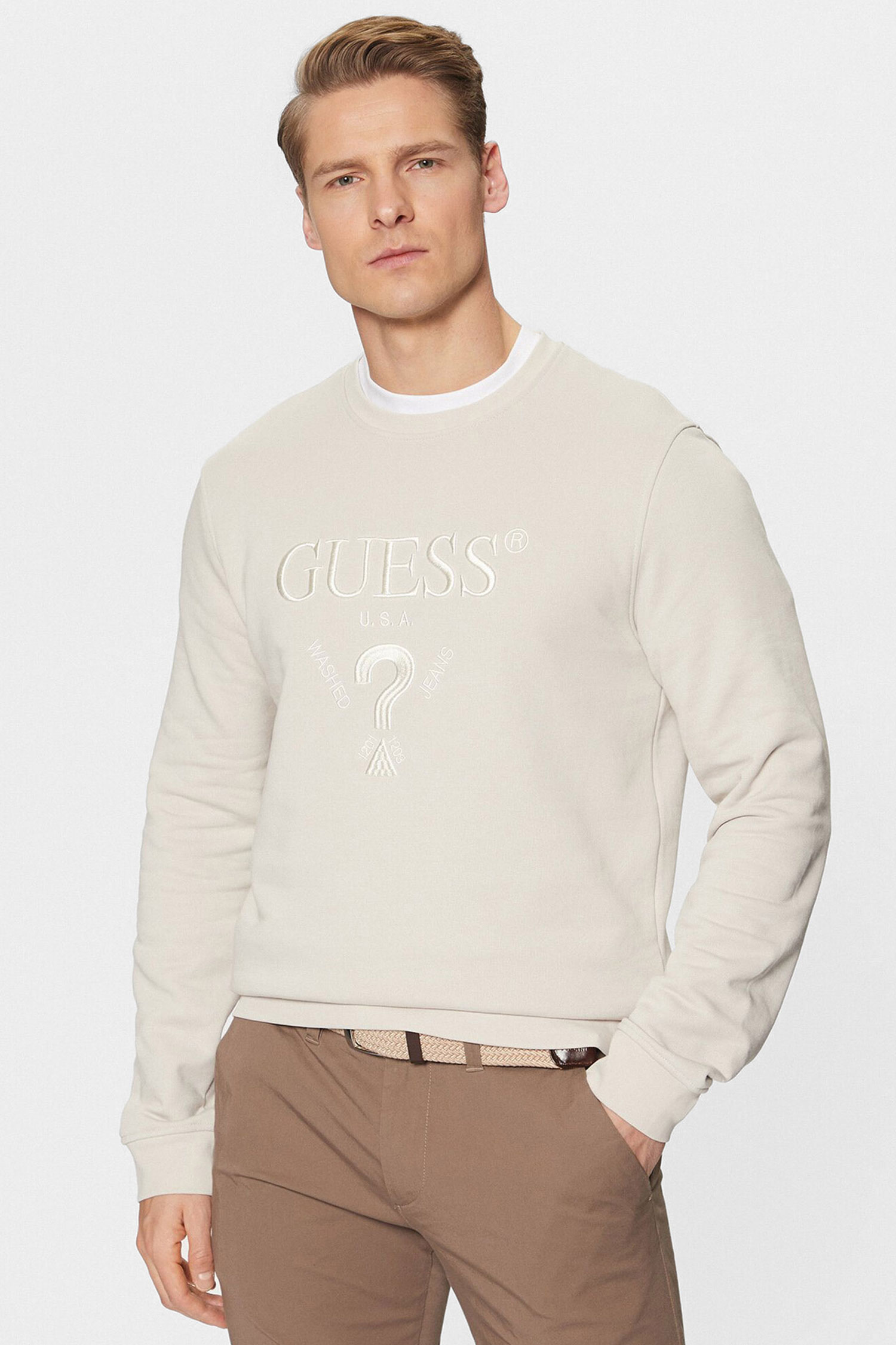 Мужской бежевый свитшот Guess M5RQ08.KCN01;G9B8