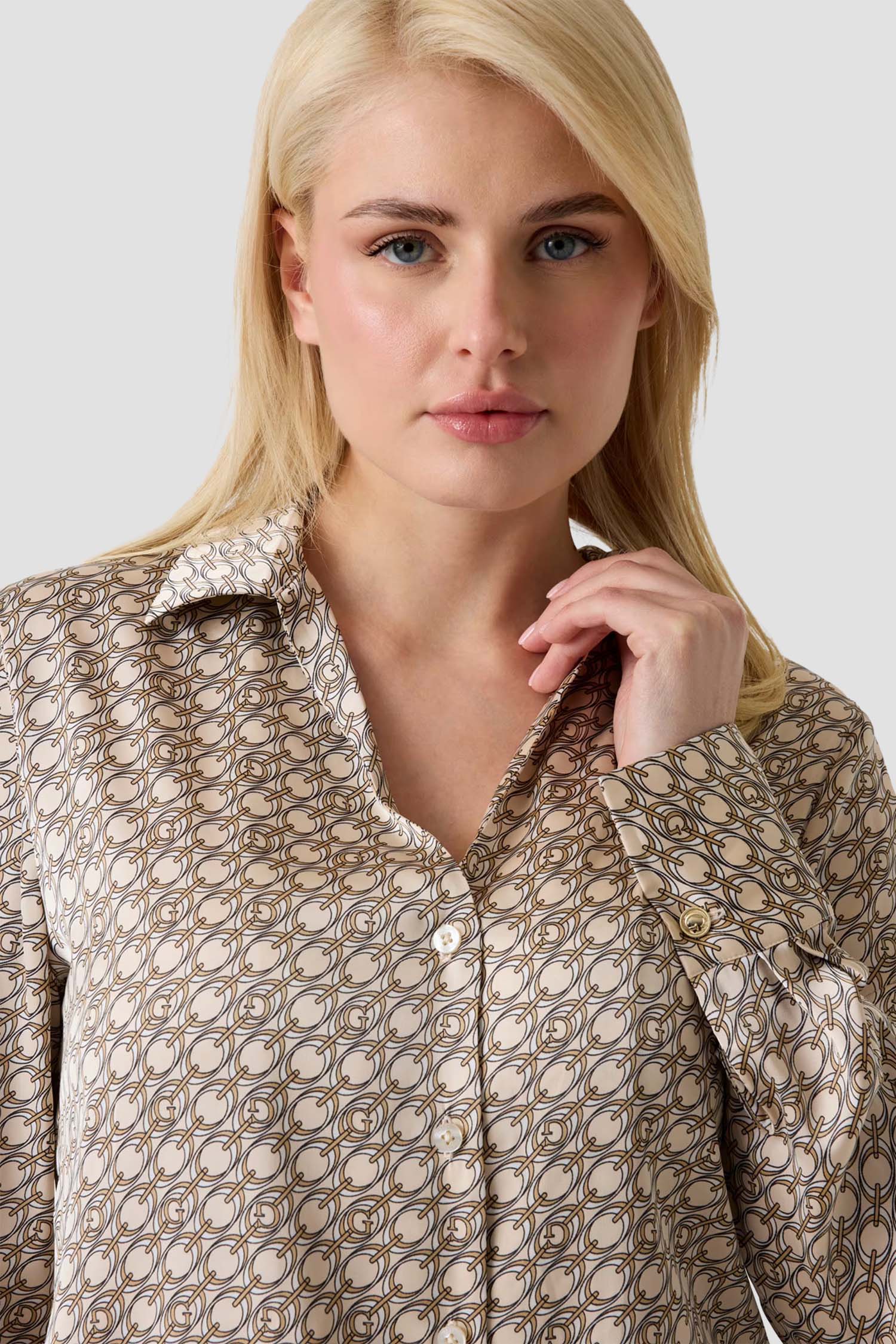 Женская бежевая рубашка с узором Guess W6YH23.W2946;PMQ0