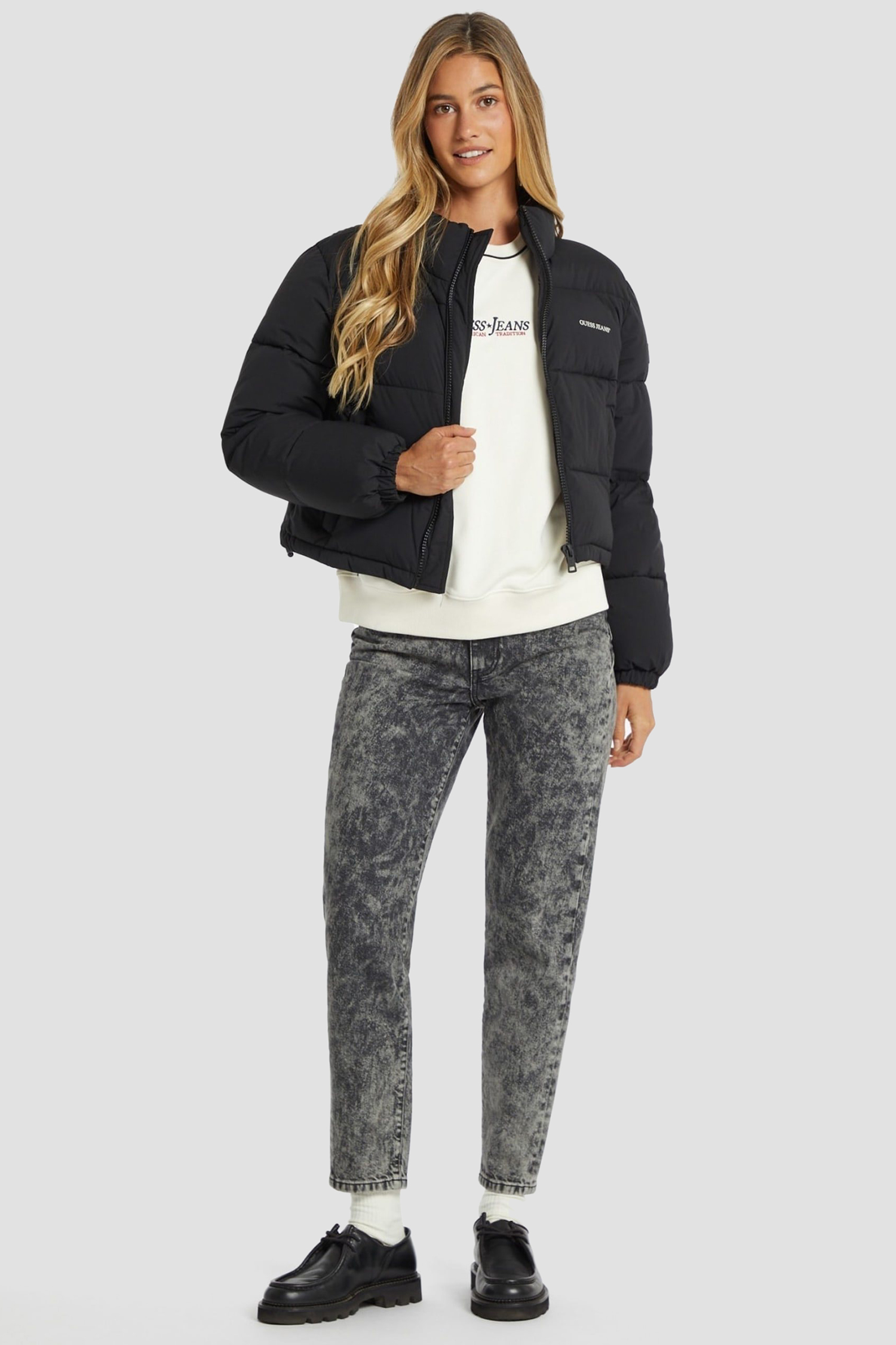 Женская черная куртка Guess Jeans W4BL20.WGII2;JBLK