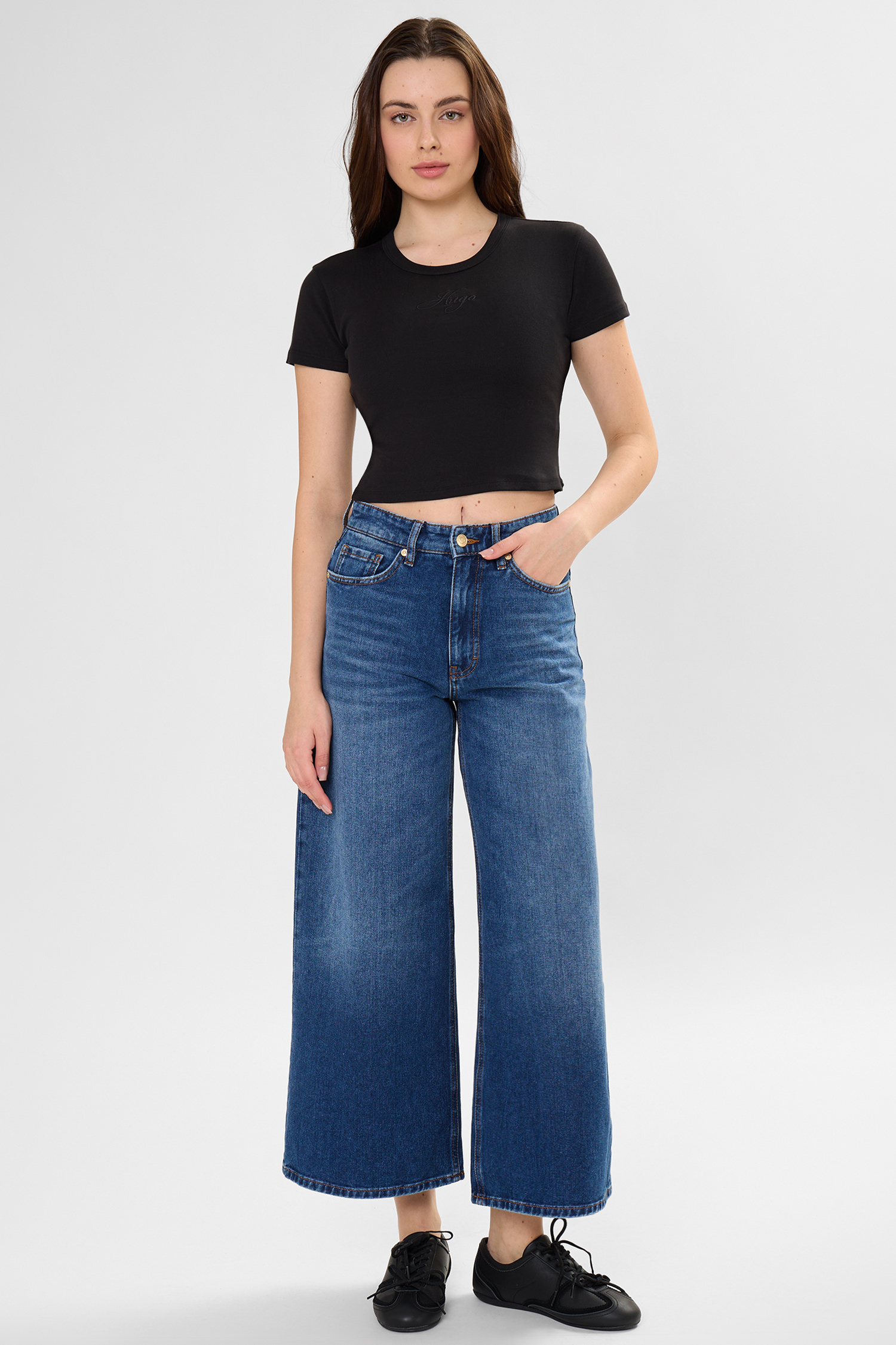 Жіноча чорна футболка HUGO 50568725;001