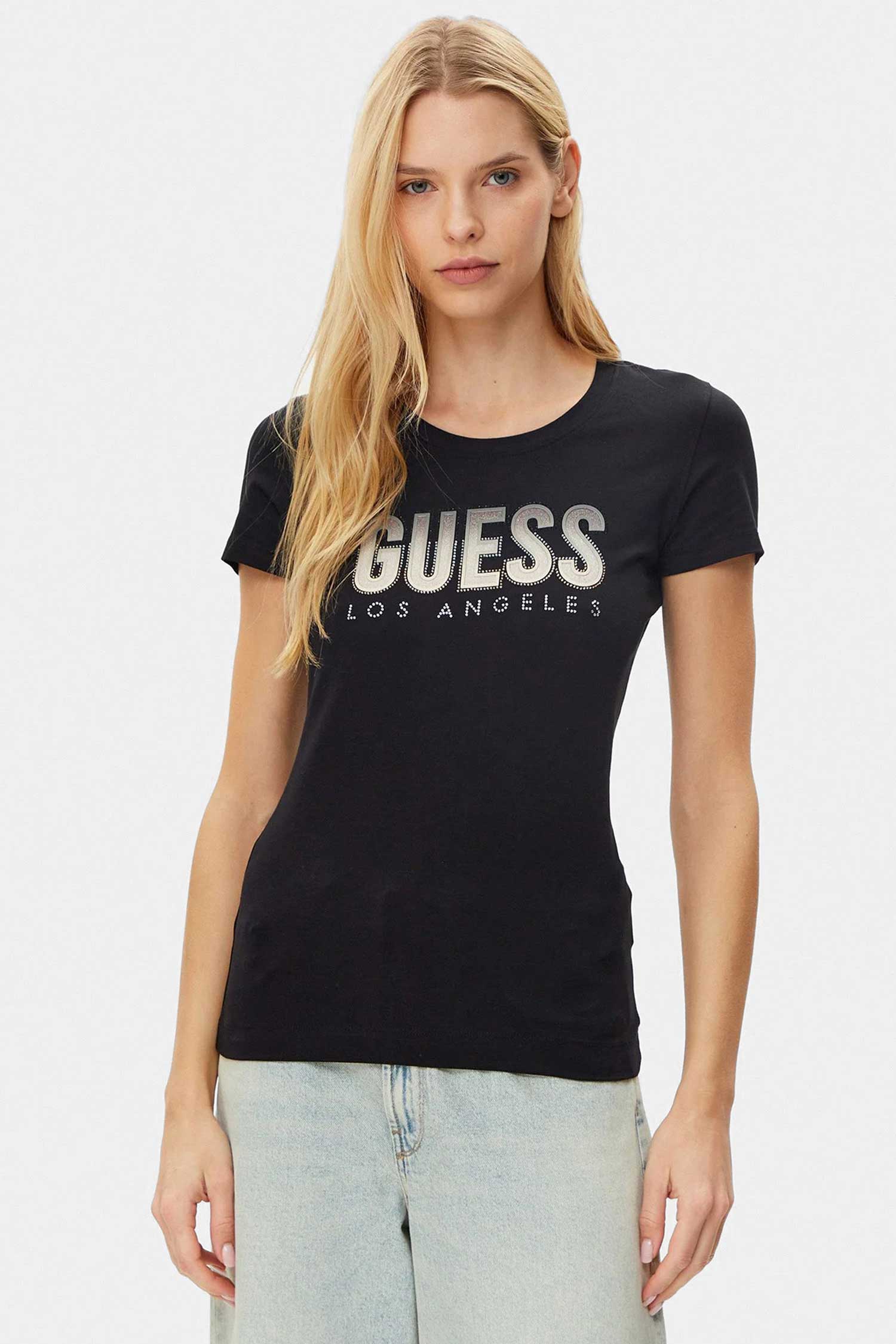 Жіноча чорна футболка Guess W5GI14.J1314;JBLK