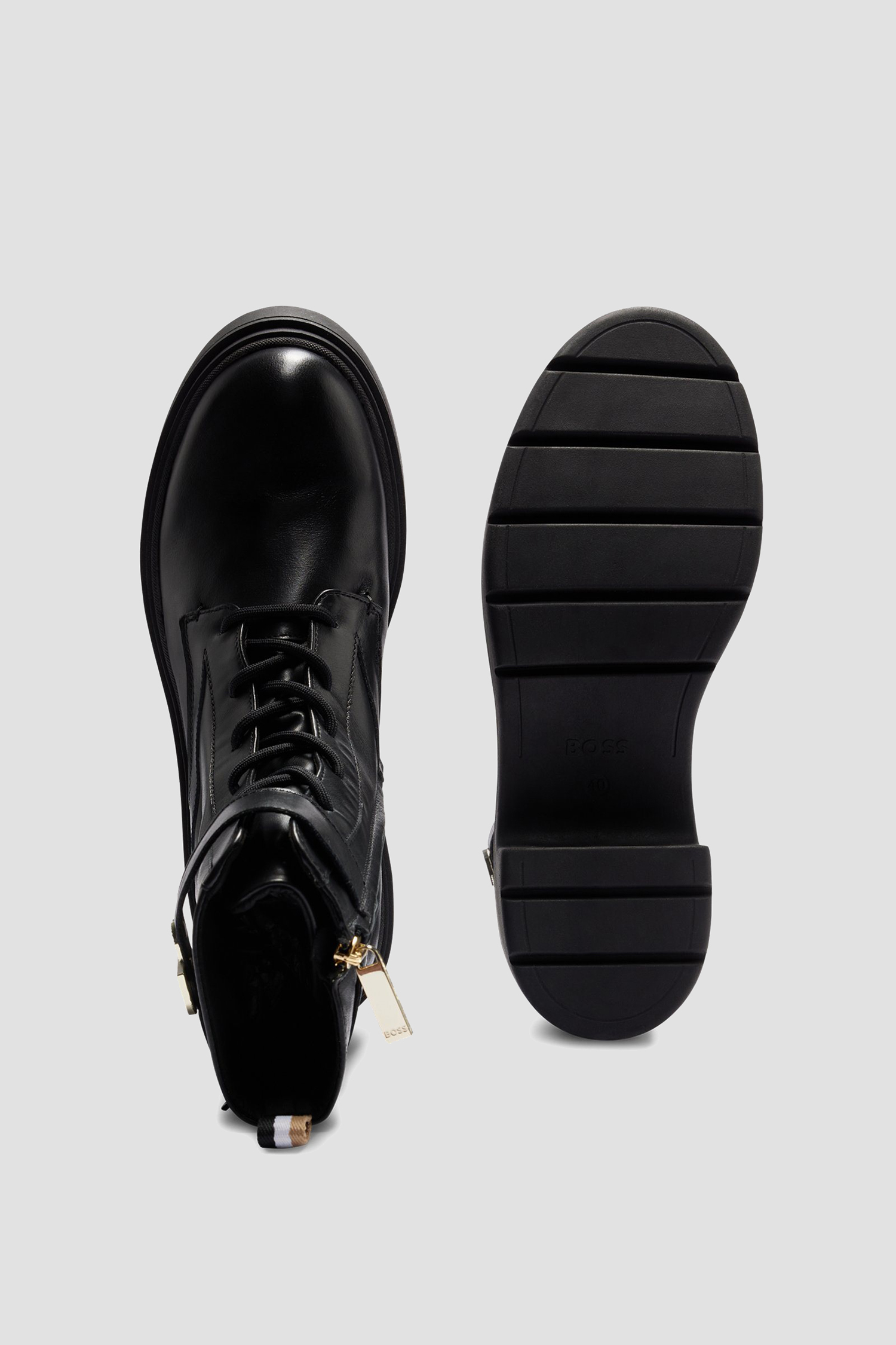 Женские черные кожаные ботинки BOSS 50503747;001