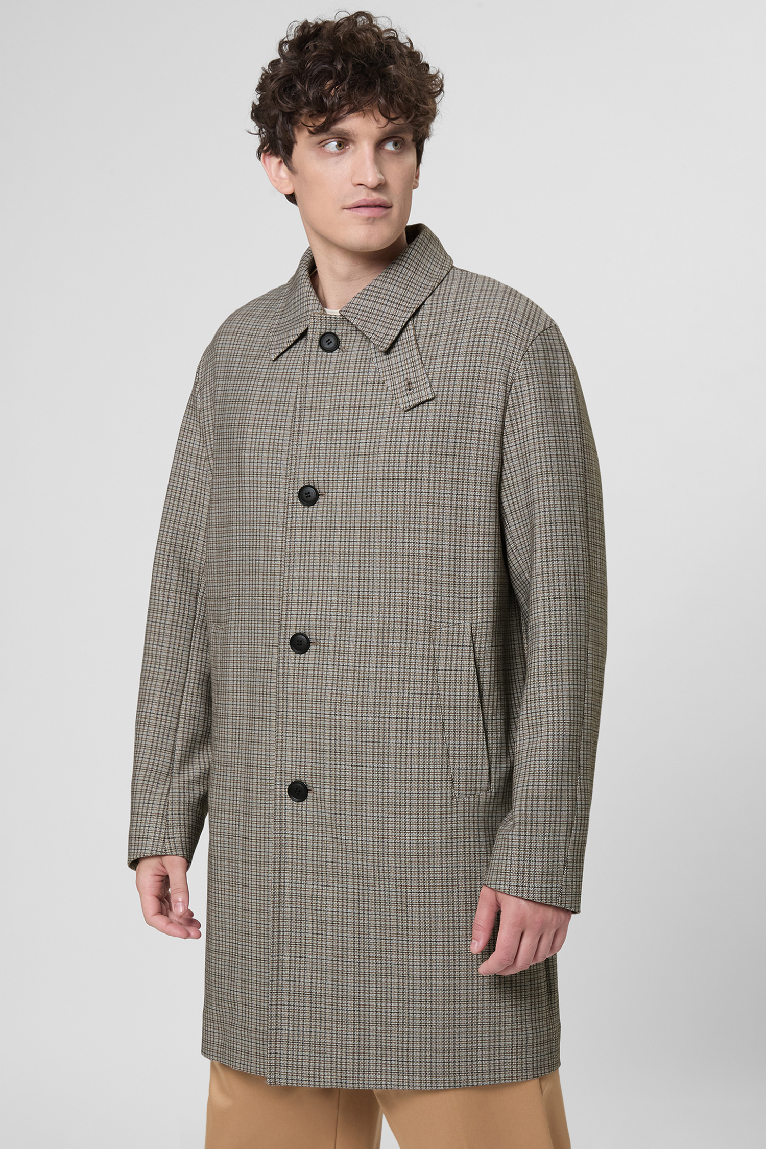 Чоловіче бежеве картате пальто BOSS 50546039;260