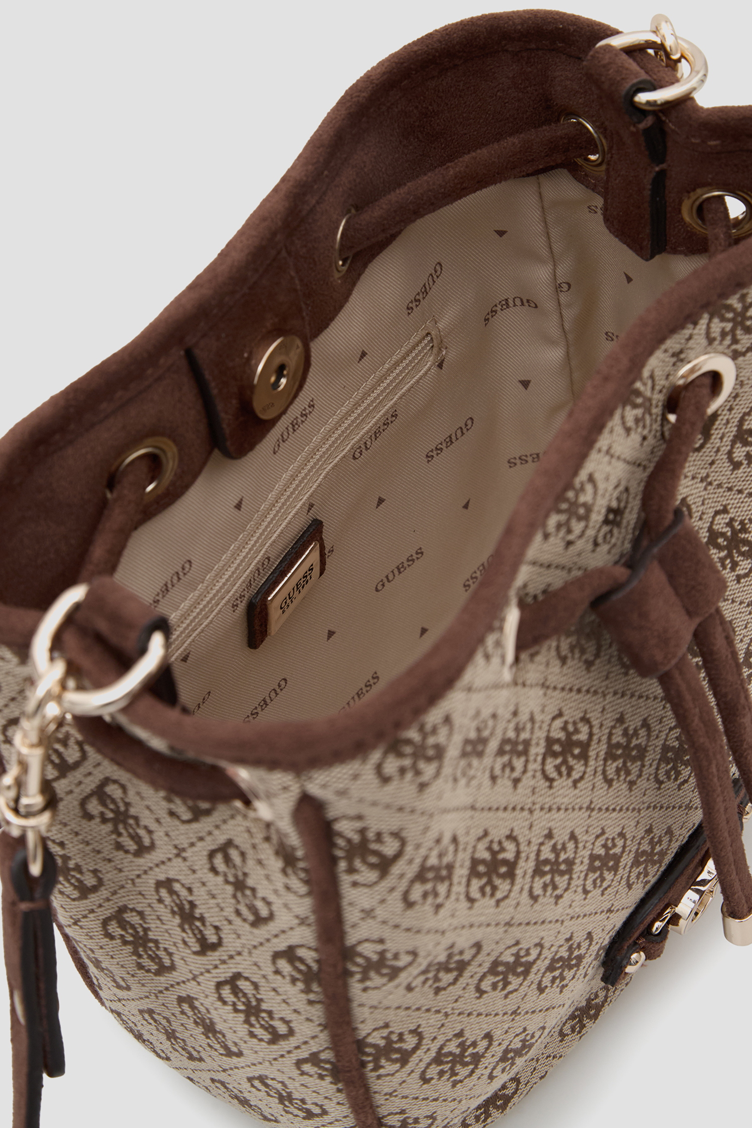 Жіноча бежева сумка з візерунком Guess HWJG23.13770;LGW