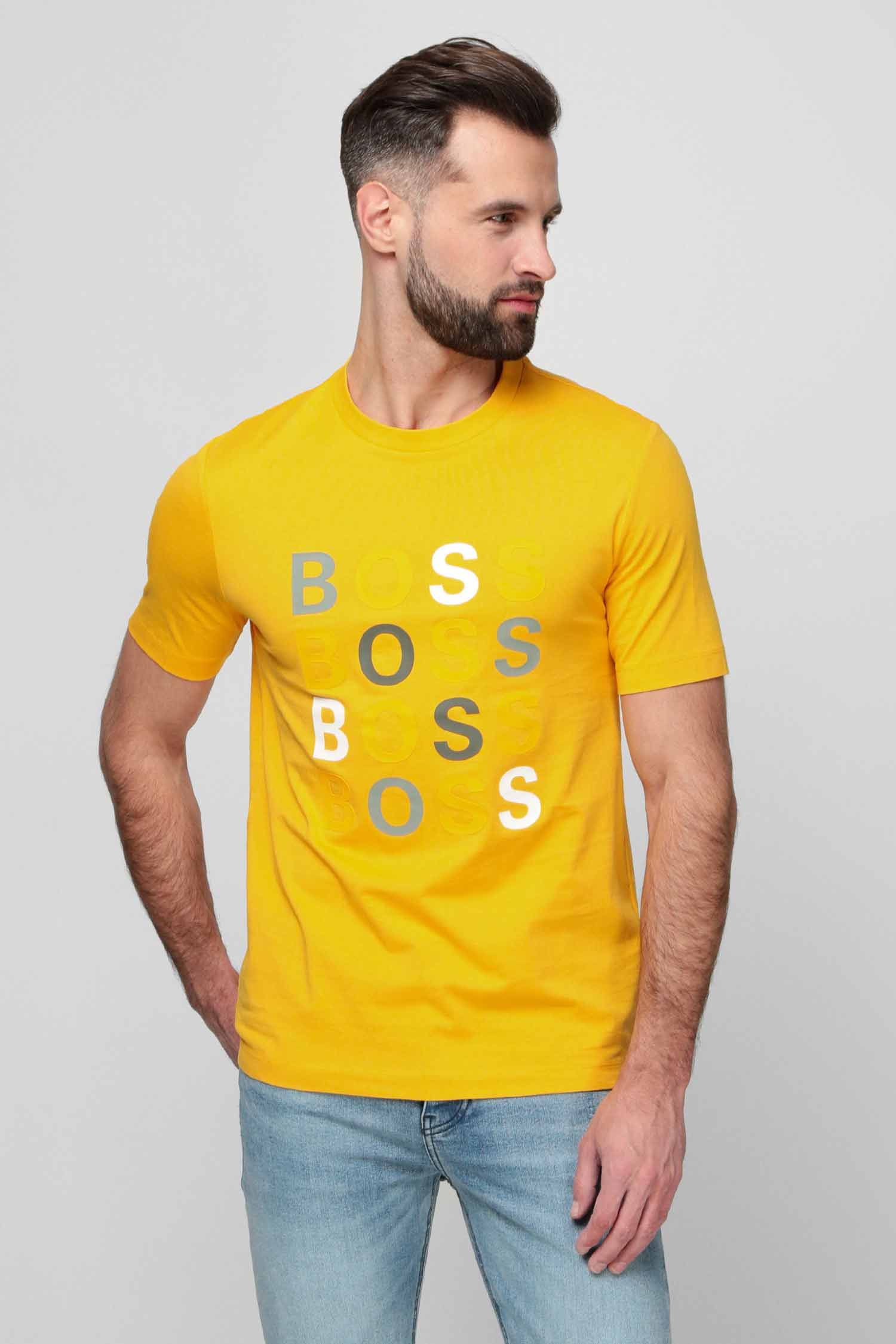 Мужская желтая футболка BOSS 50462552;722