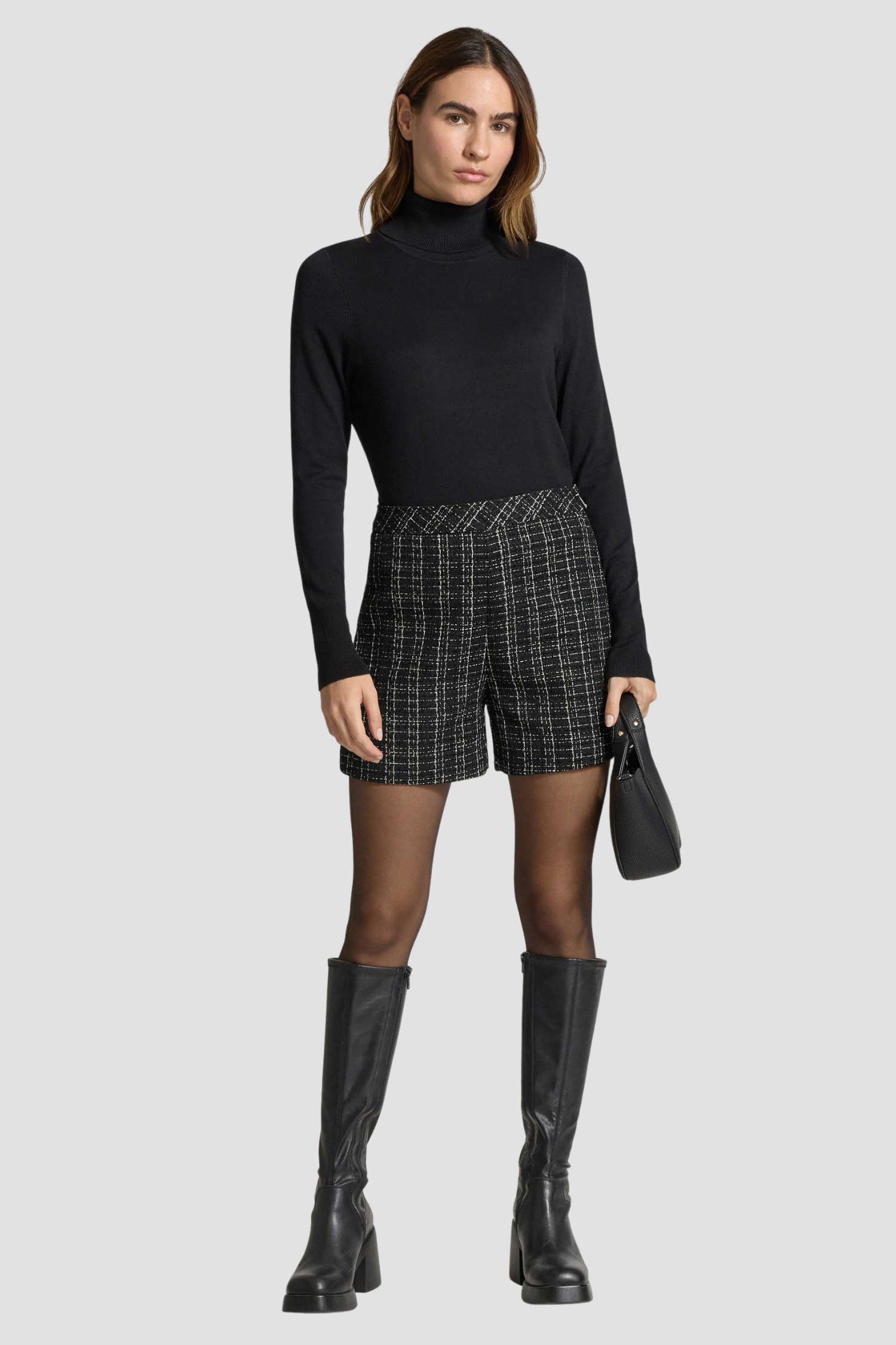 Женские черные твидовые шорты Guess W5BD65.W2382;JBLK