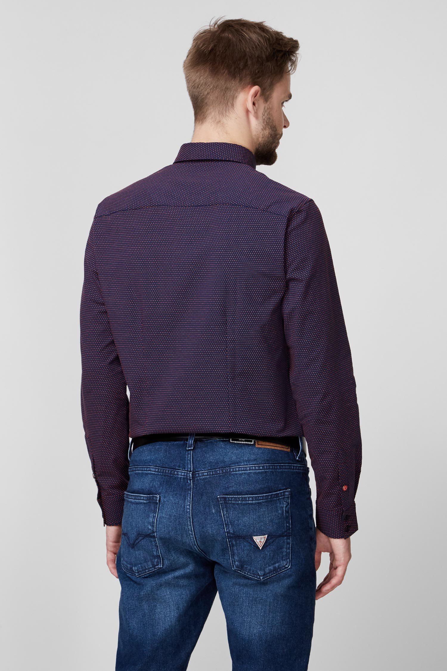 Мужская темно-синяя рубашка в горошек Guess M0BH20.WD9Z0;FTY7 — Ultrashop