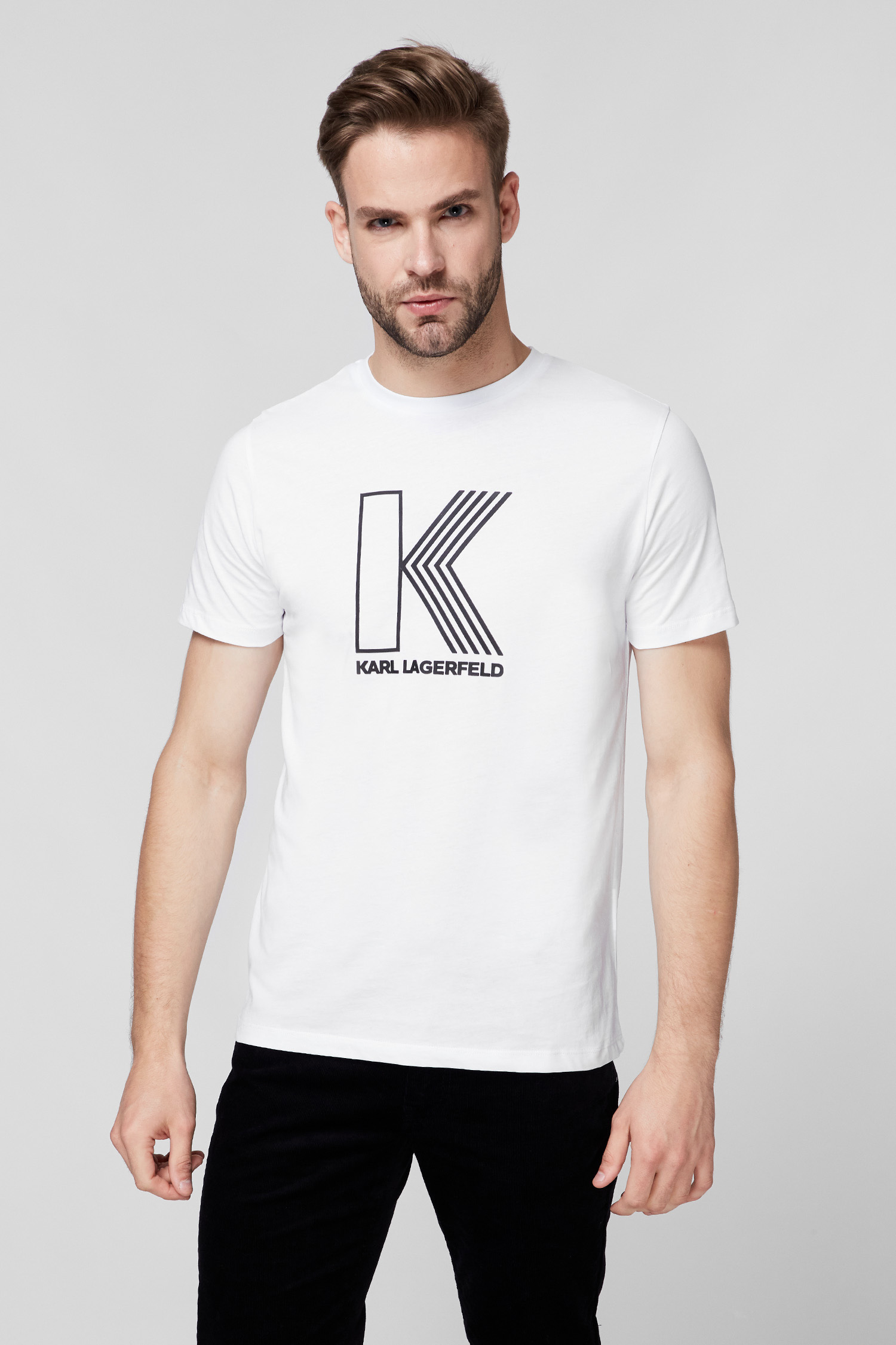 Мужская белая футболка с принтом Karl Lagerfeld 502224.755032;10
