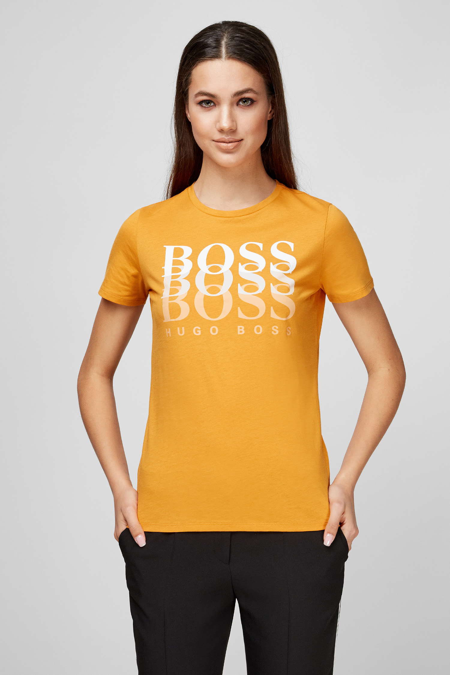 Женская горчичная футболка BOSS 50448512;755