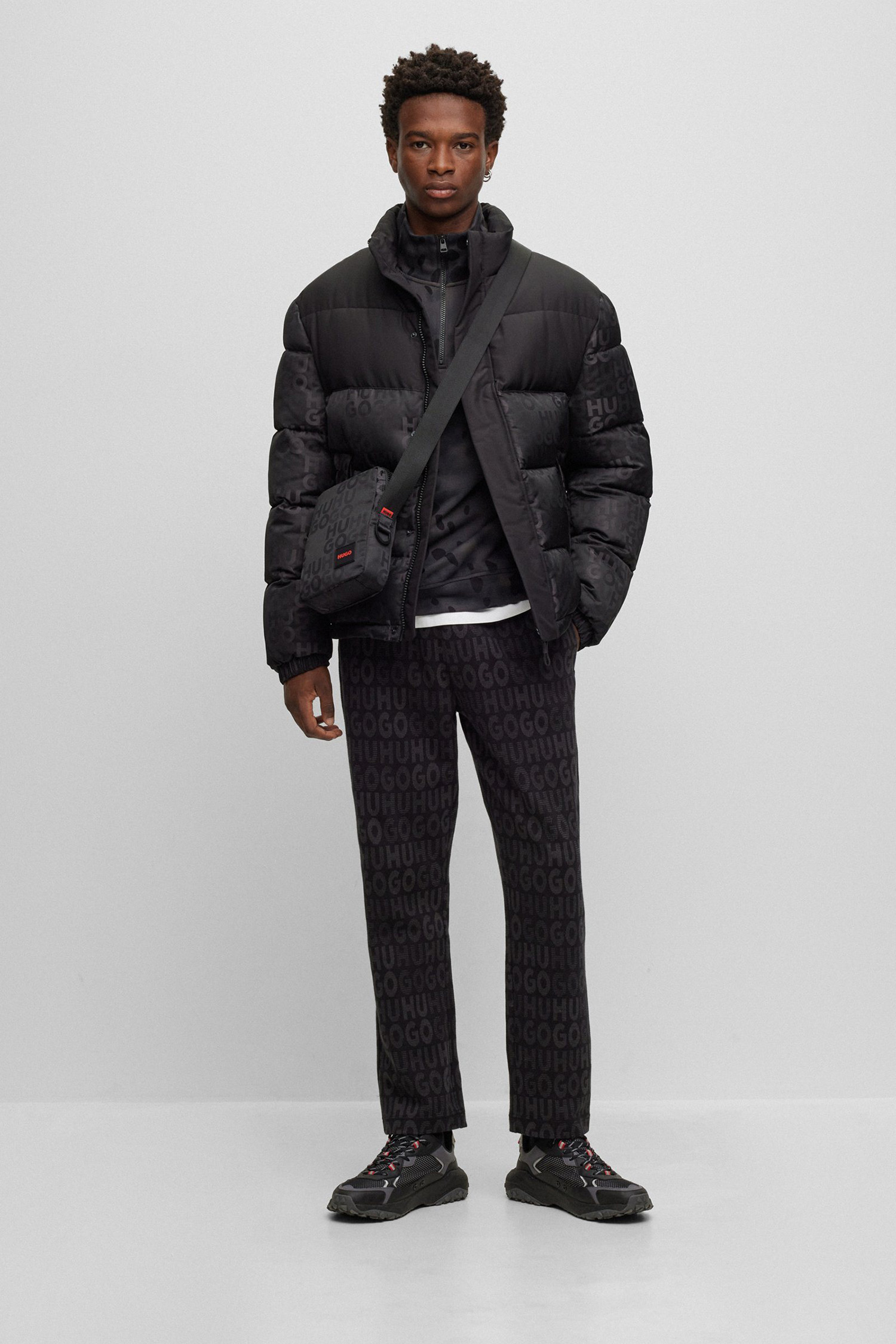 Чоловіча темно-сіра спортивна кофта з візерунком HUGO 50498226;028