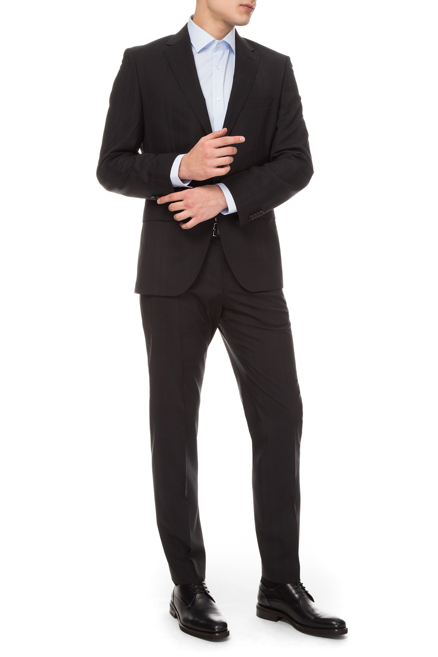 Мужской черный костюм в клетку Stretch Tailoring (пиджак, брюки) BOSS 50379953;001