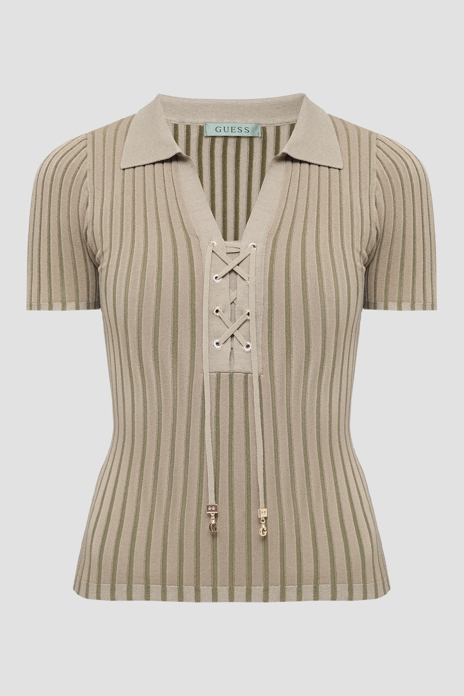 Женское оливковое поло в полоску Guess W6GR09.Z0590;SM24