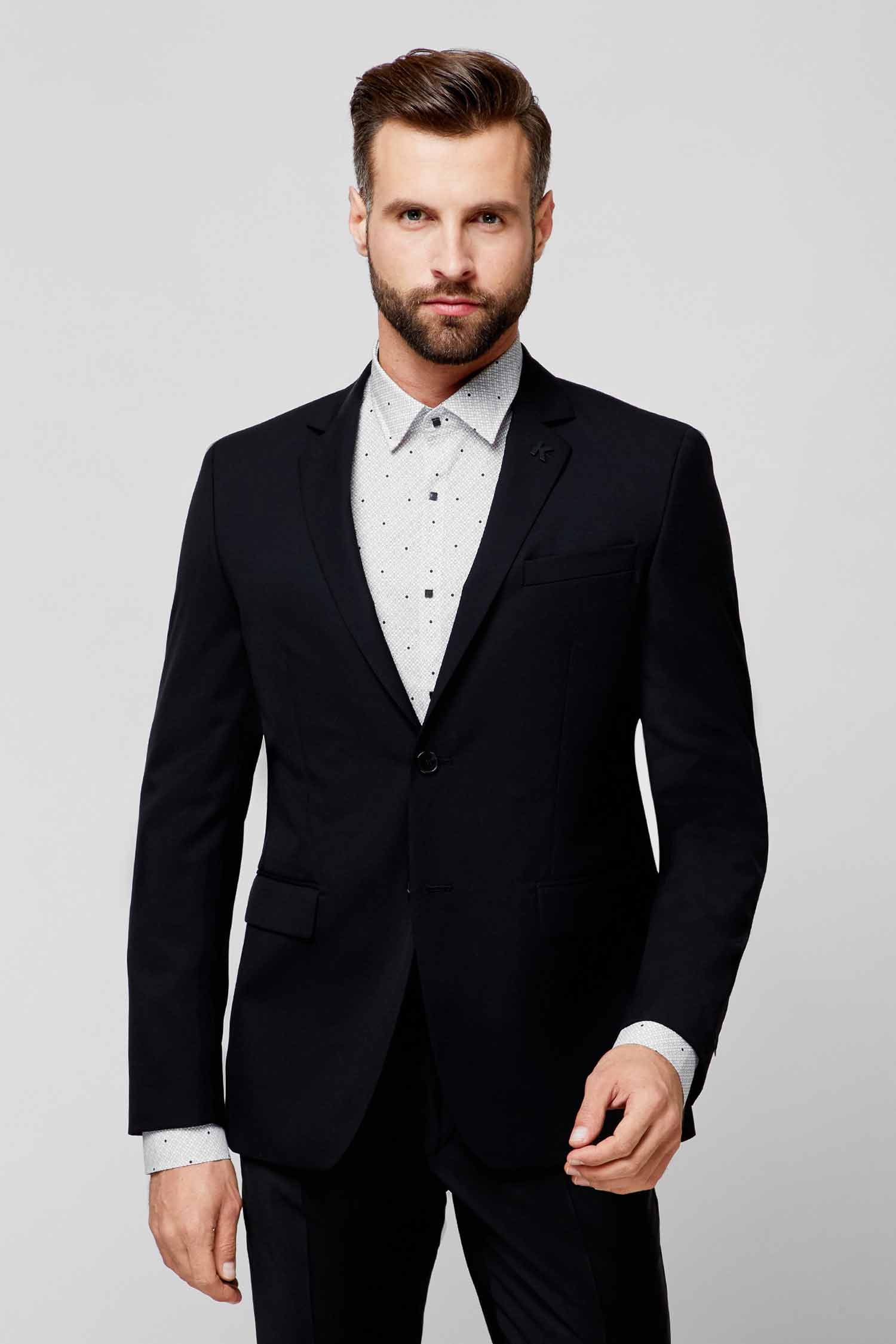 Мужской черный шерстяной пиджак Karl Lagerfeld 502083.155236;990