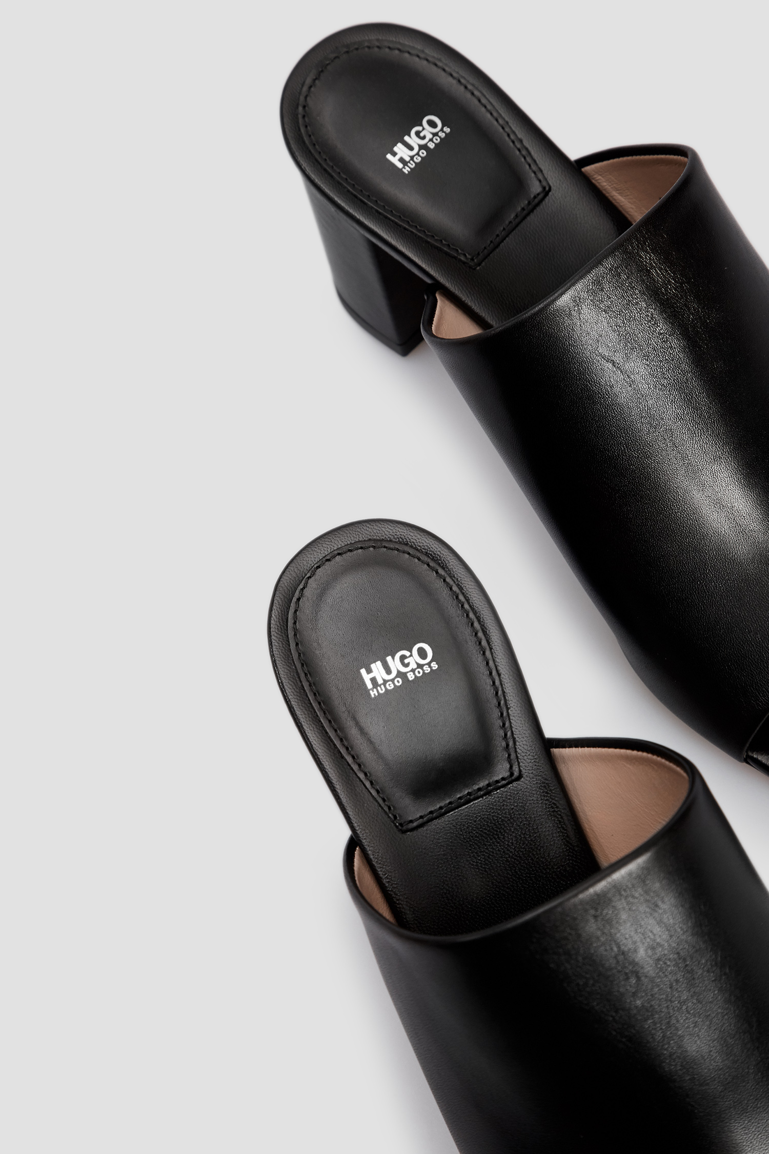 Женские черные кожаные мюли HUGO 50452970;001