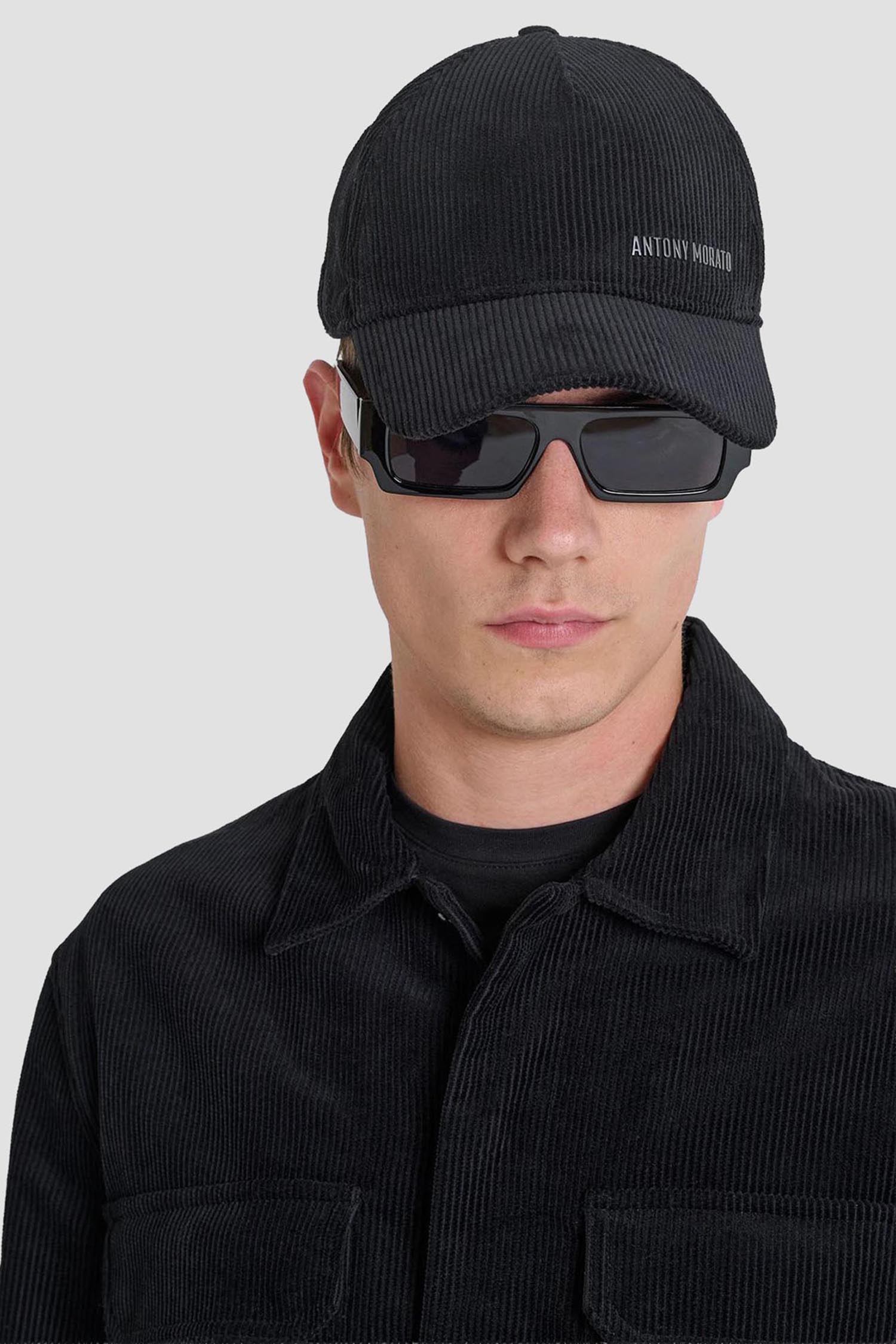 Чоловіча чорна вельветова кепка Antony Morato MMHA00385.FA300030;9000