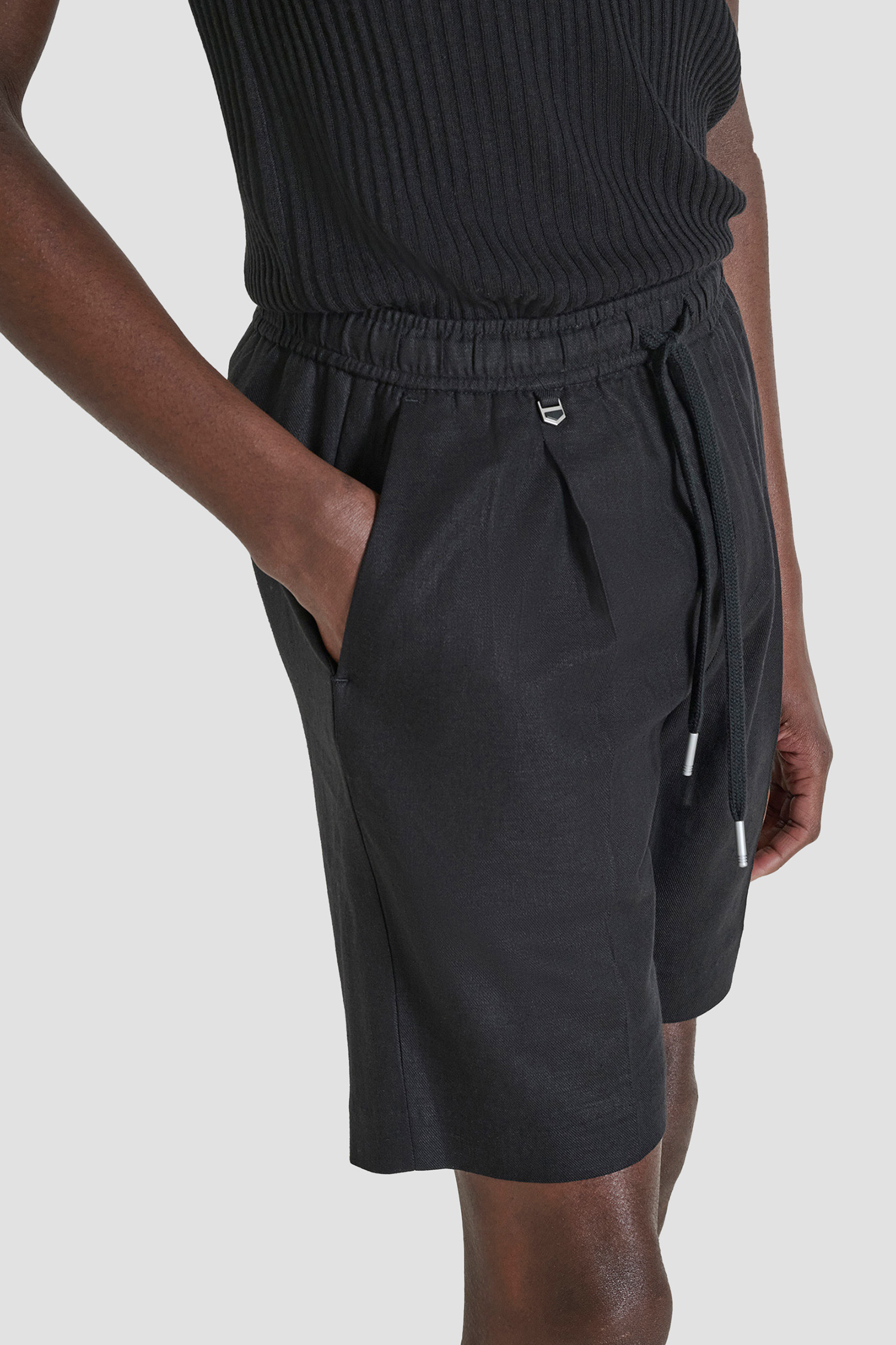 Мужские черные льняные шорты Antony Morato MMSH00215.FA800126;9000