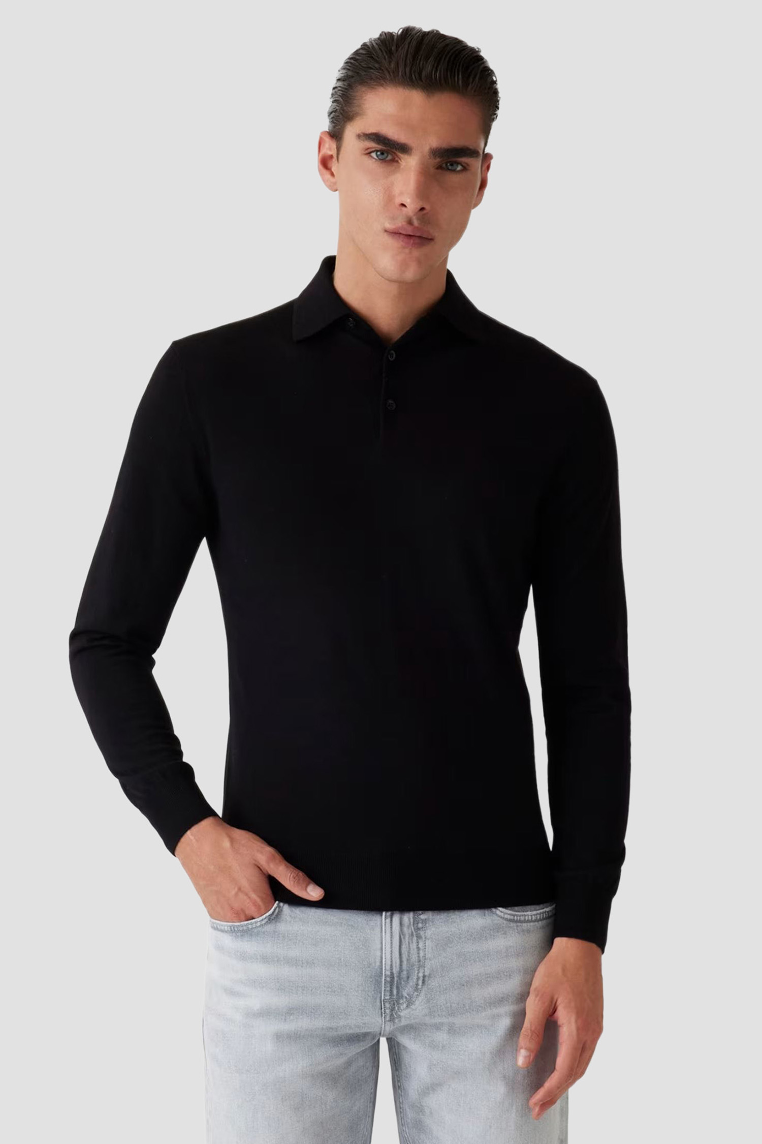 Мужское черное шерстяное поло Guess M5RR43.Z3LZ0;JBLK