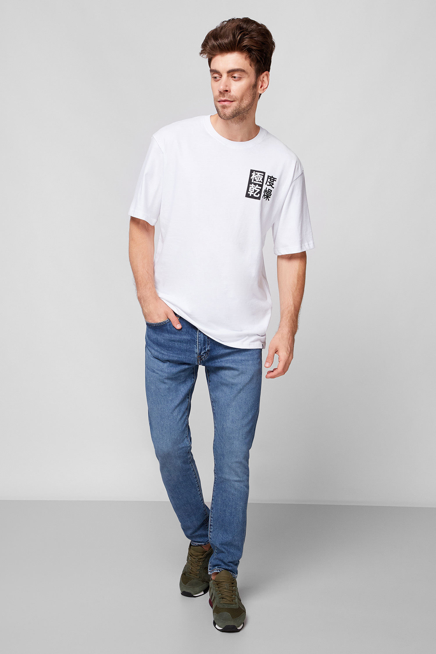 Мужская белая футболка с принтом SuperDry M1010366A;04C