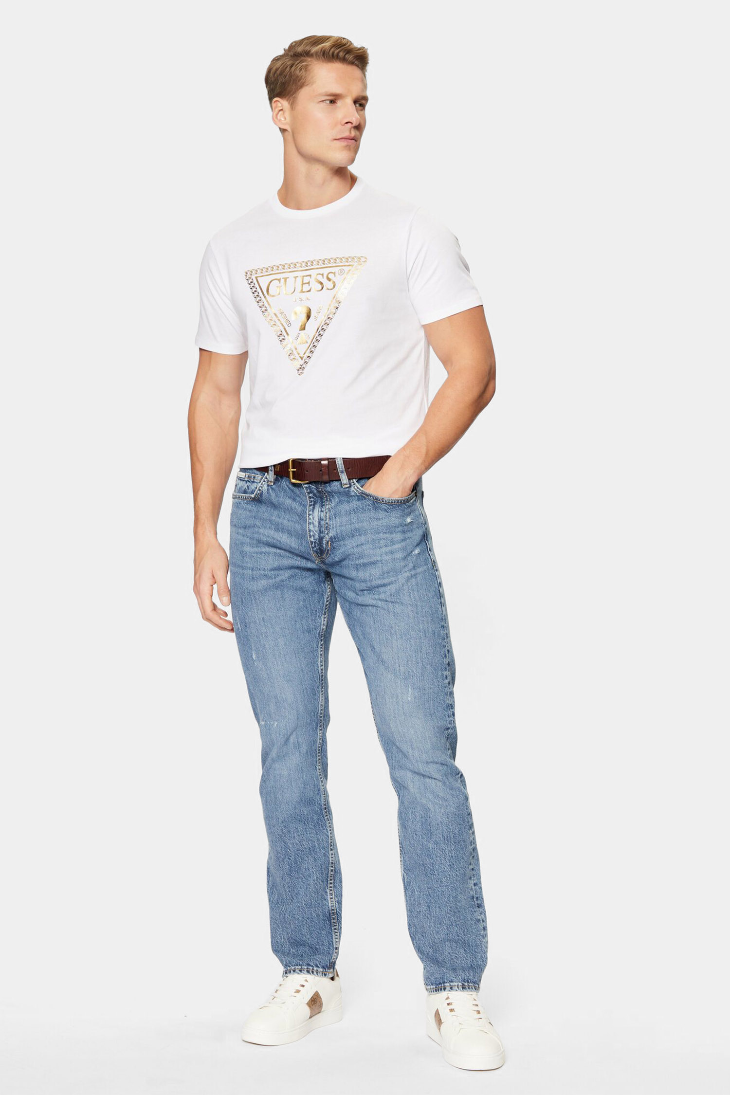 Мужская белая футболка Guess M5RI49.K9RM1;G011