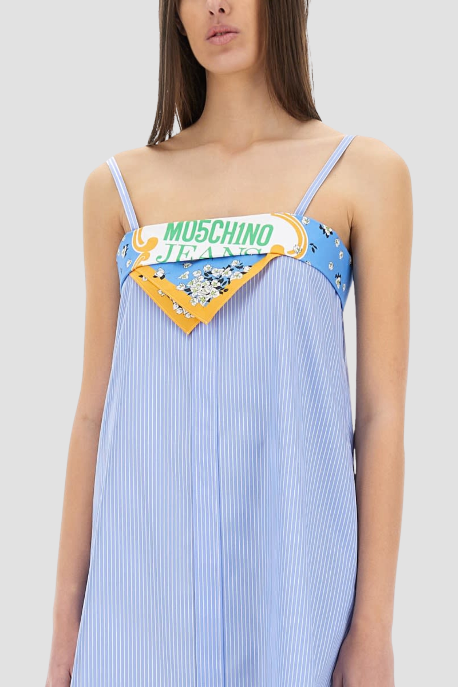 Женский голубой сарафан в полоску Moschino A0468.3725;1303