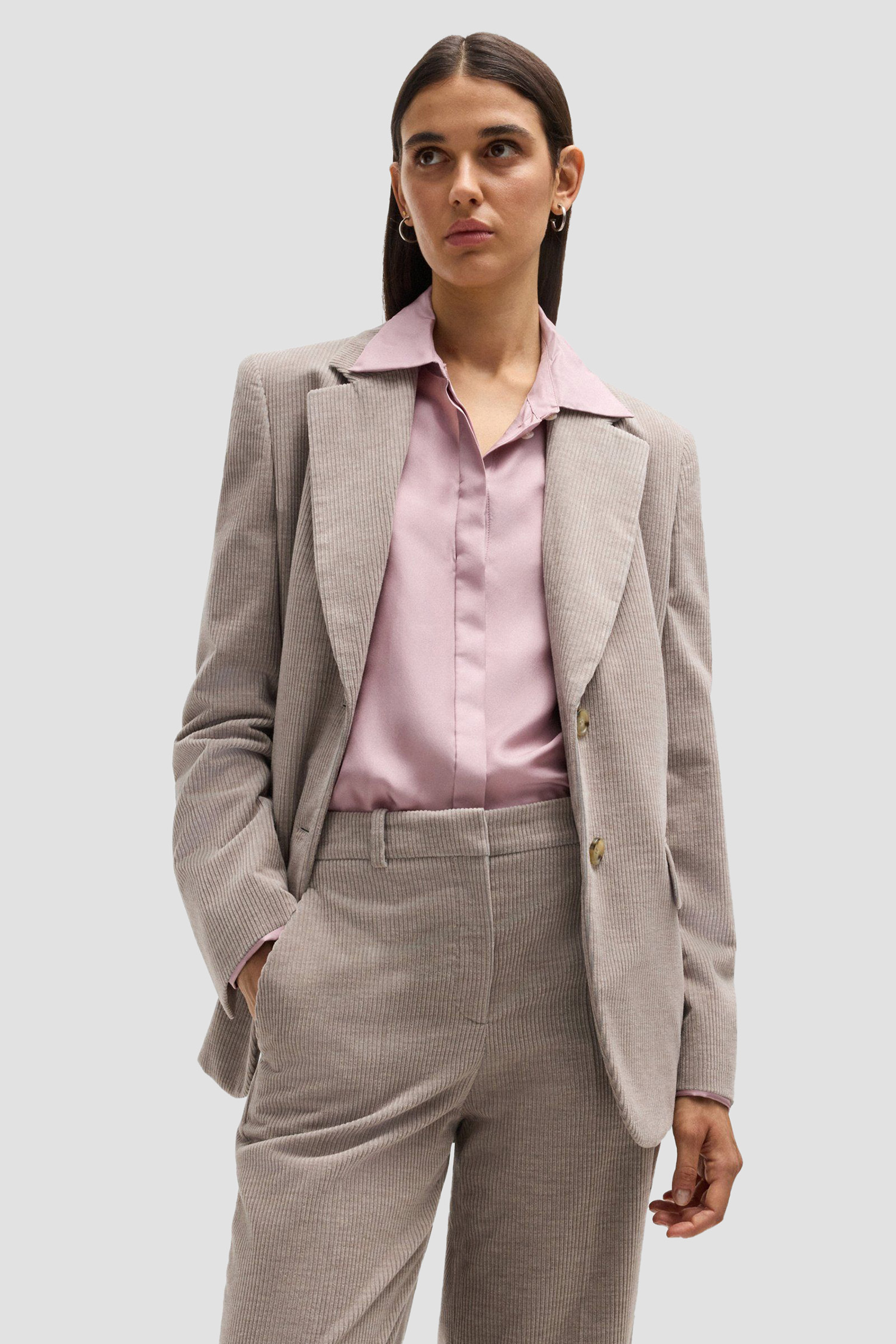 Женские бежевые вельветовые брюки BOSS 50527871;232