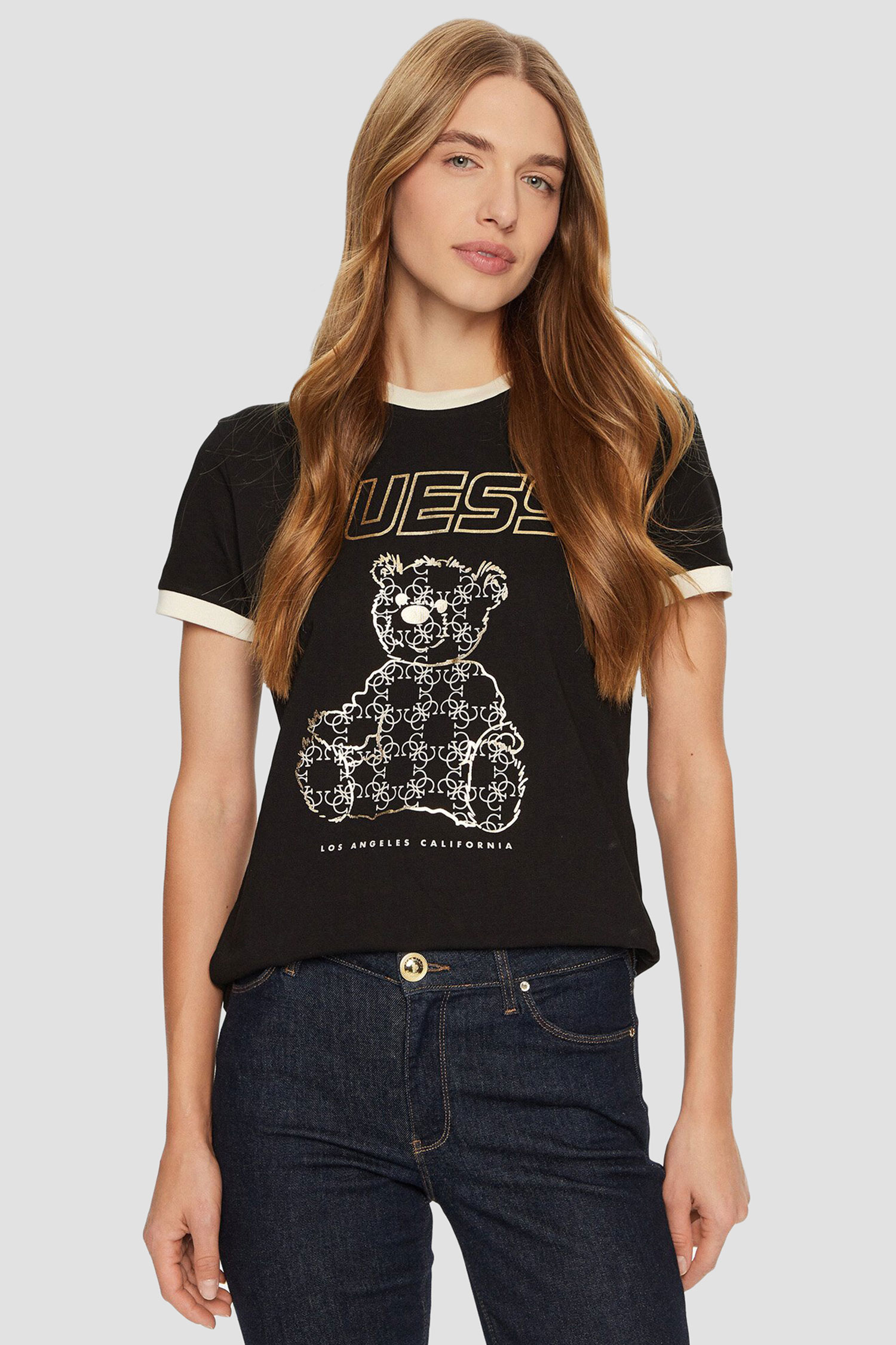 Жіноча чорна футболка Guess V4BI02.K8FQ4;JBLK