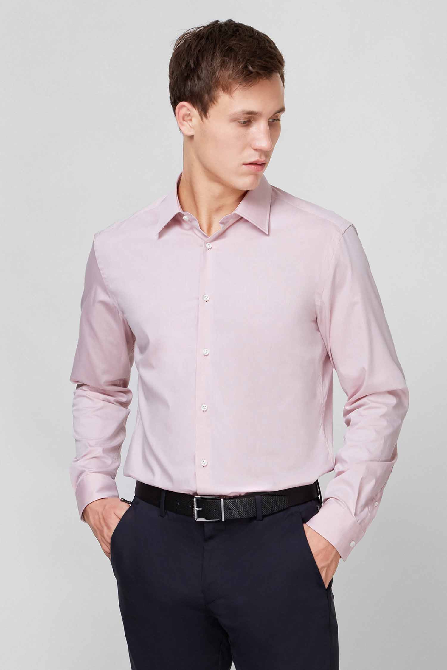 Мужская розовая рубашка Slim Fit BOSS 50433406;660