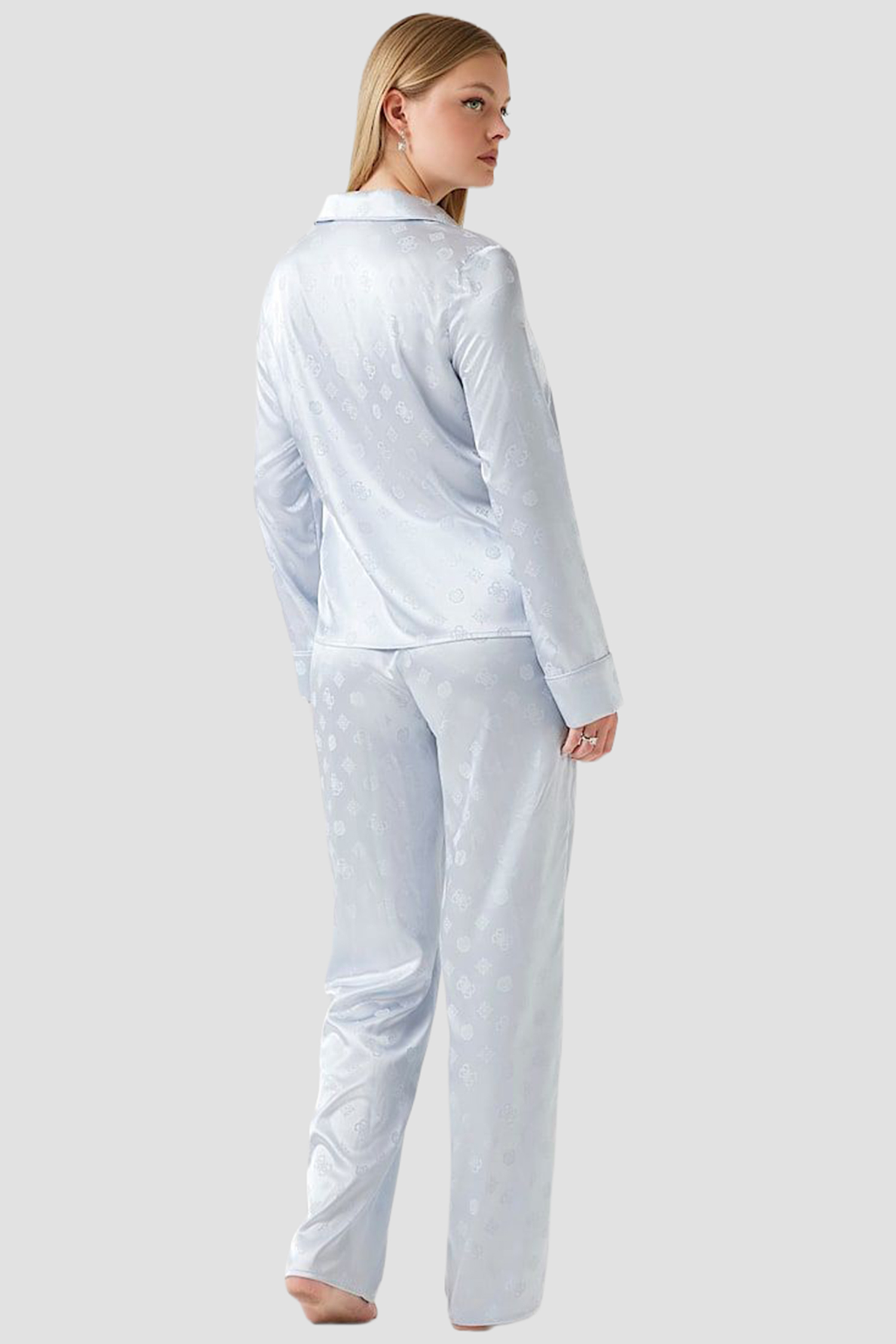 Женская голубая пижама с узором (рубашка, брюки) Guess O5BX05.W4732;FBCW