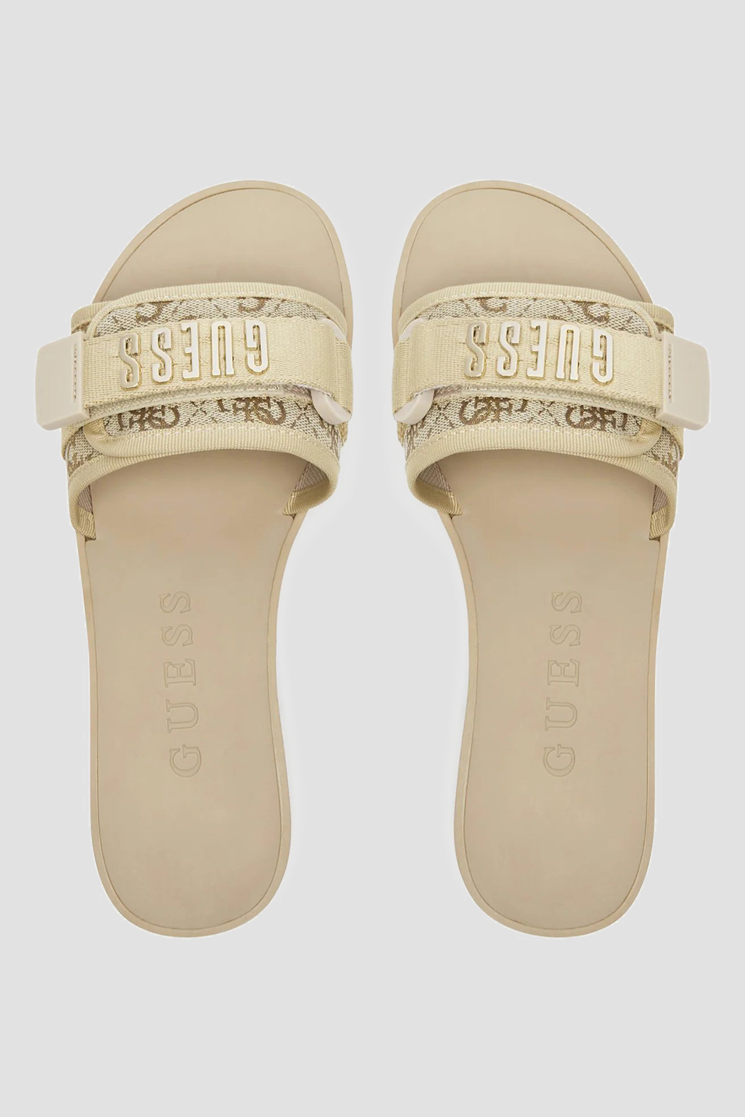 Женские бежевые слайдеры с узором Guess FLJELY.LEL19;GOLD