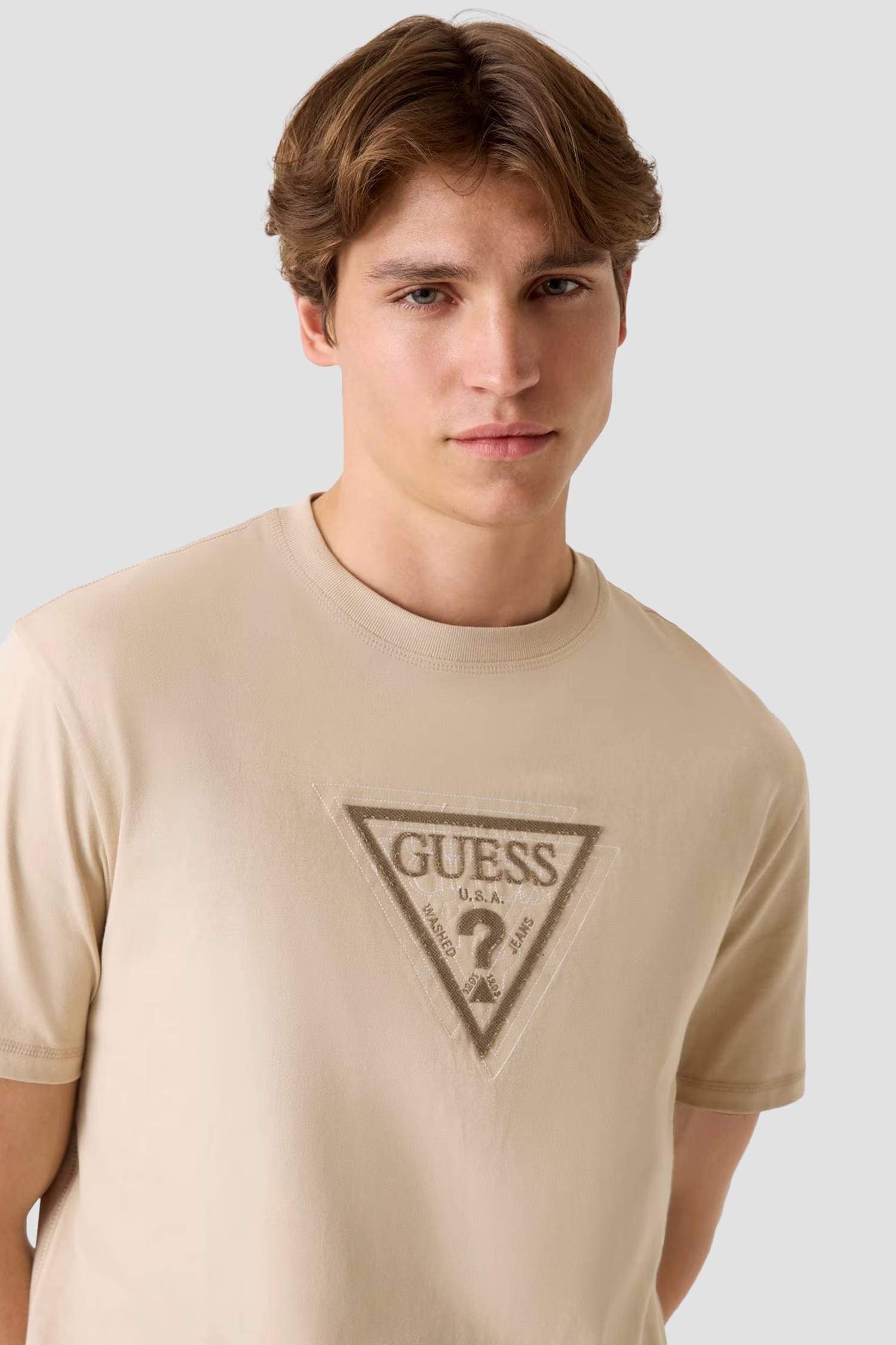 Чоловіча бежева футболка Guess M6RI23.K8FQ4;G1DR